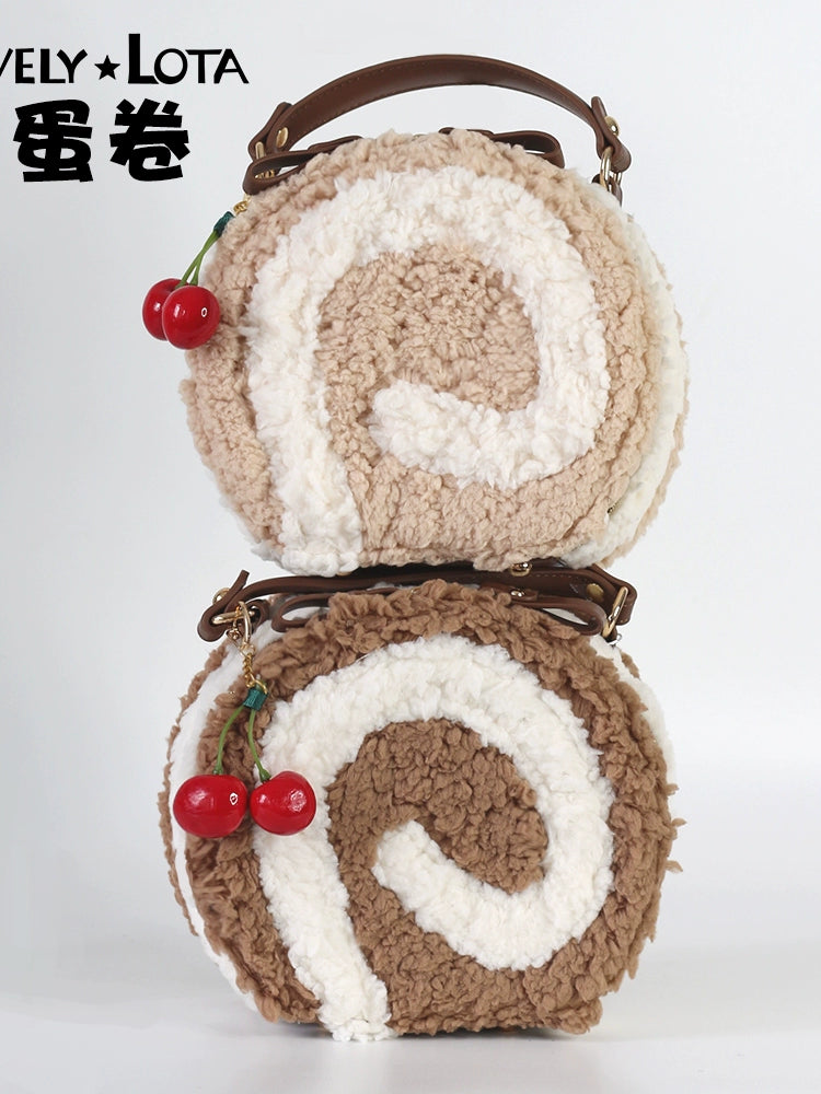 LovelyLota - Little Swiss Roll - Cute Plush Lolita Bag, Adjustable Crossbody Strap