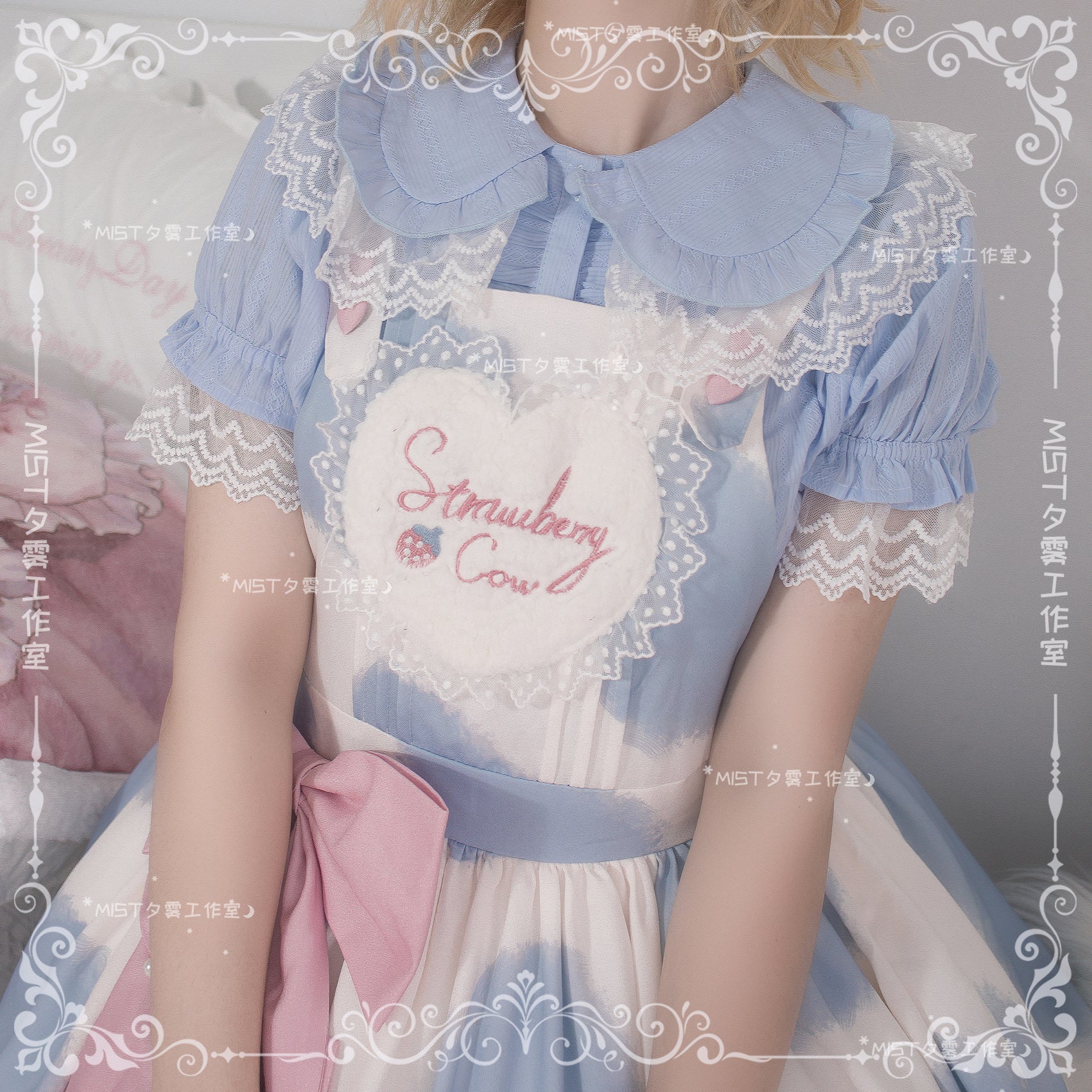 MIST~Sweet Lolita Golilla Short Sleeve Shirt S milk blue 9912:184380