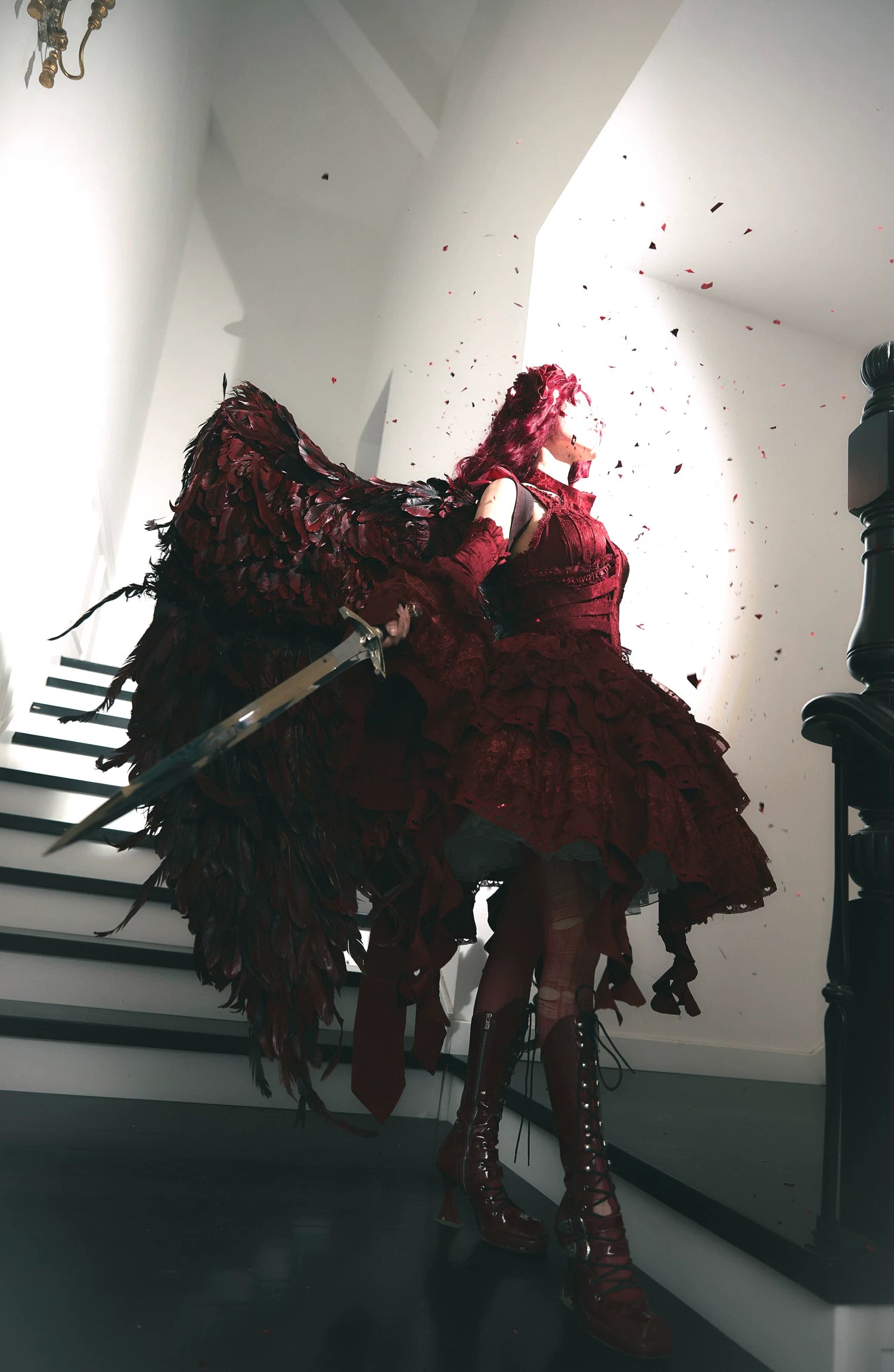 Caliburn - Gothic Lolita JSK Dress, Bolero Set with Detachable Sleeves