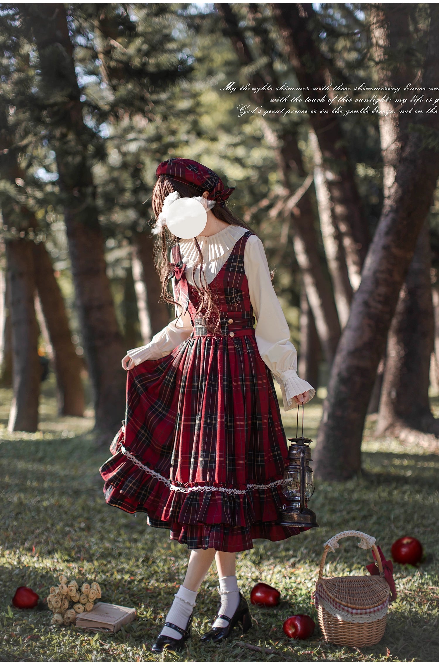 HuTaoMuJK - Little Red Riding Hood - Vintage Lolita Cape & JSK Dress Set 43706:783711