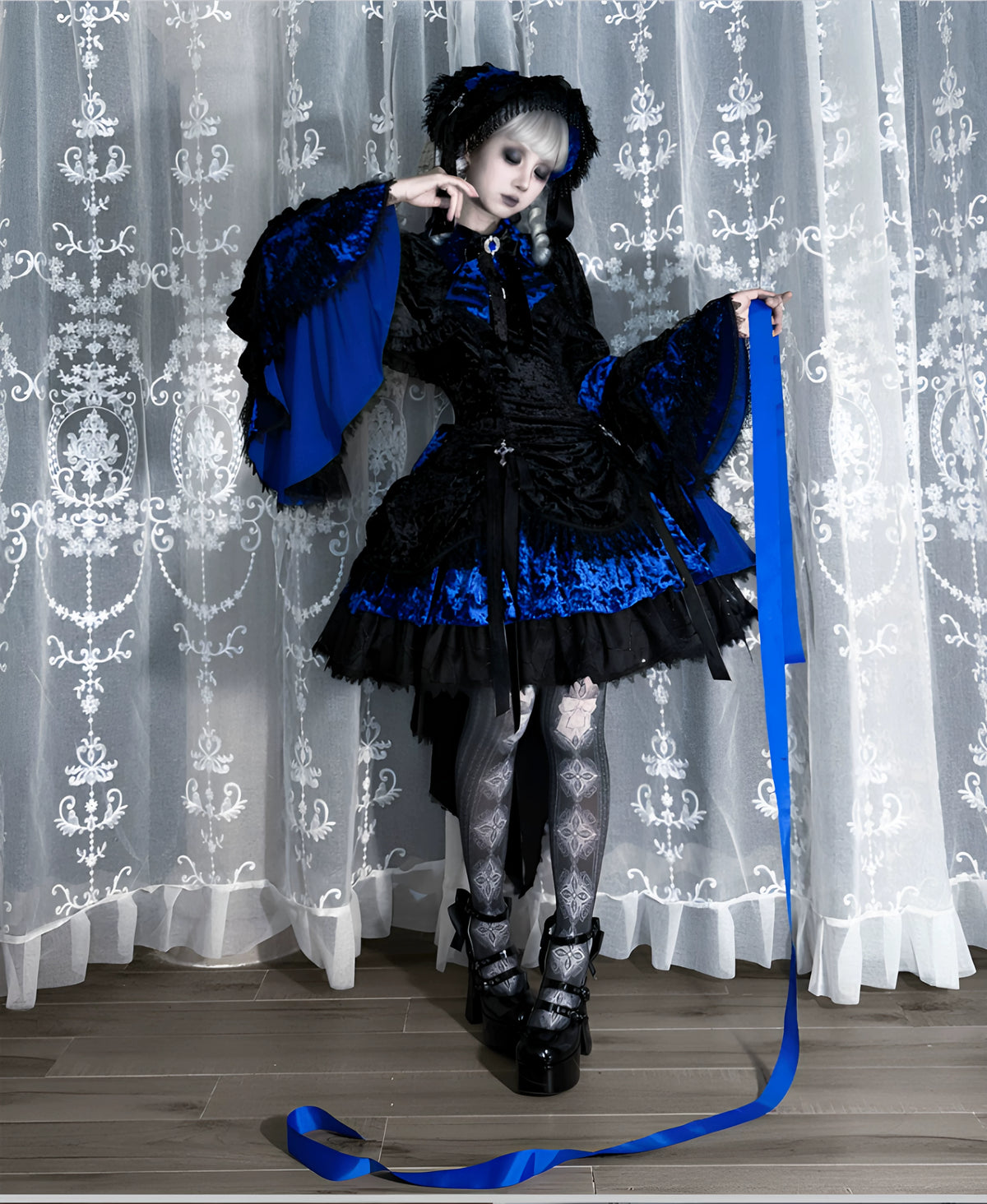 Dark Raven Poem - Gothic Lolita JSK & Bolero Dress Set, Diamond Velvet 45967:869777