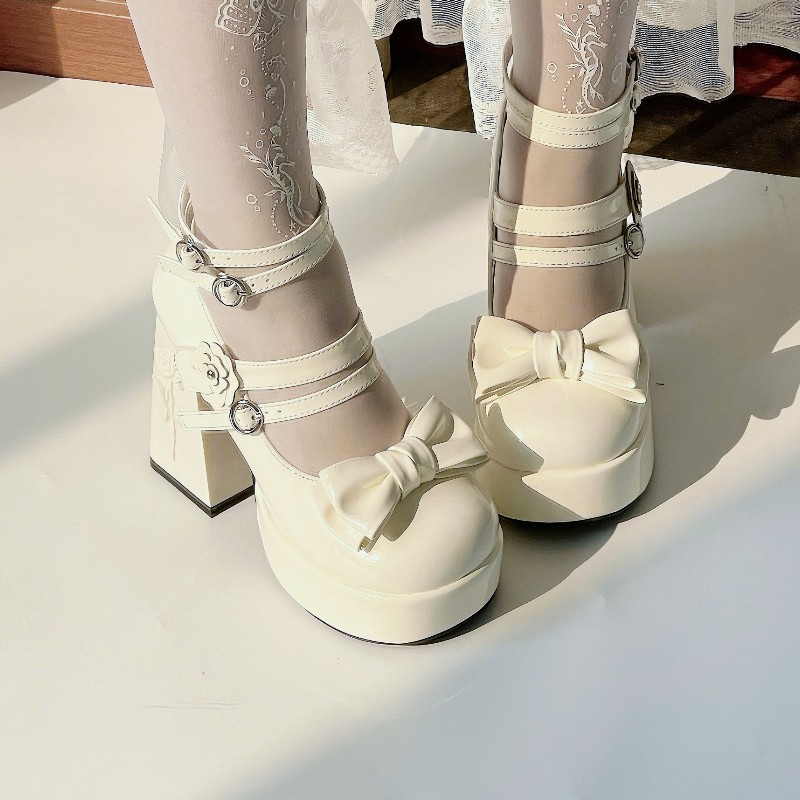 Dreamland - Whispers of the Rose - Daily Lolita Platform Heels Shoes with Relief Rose