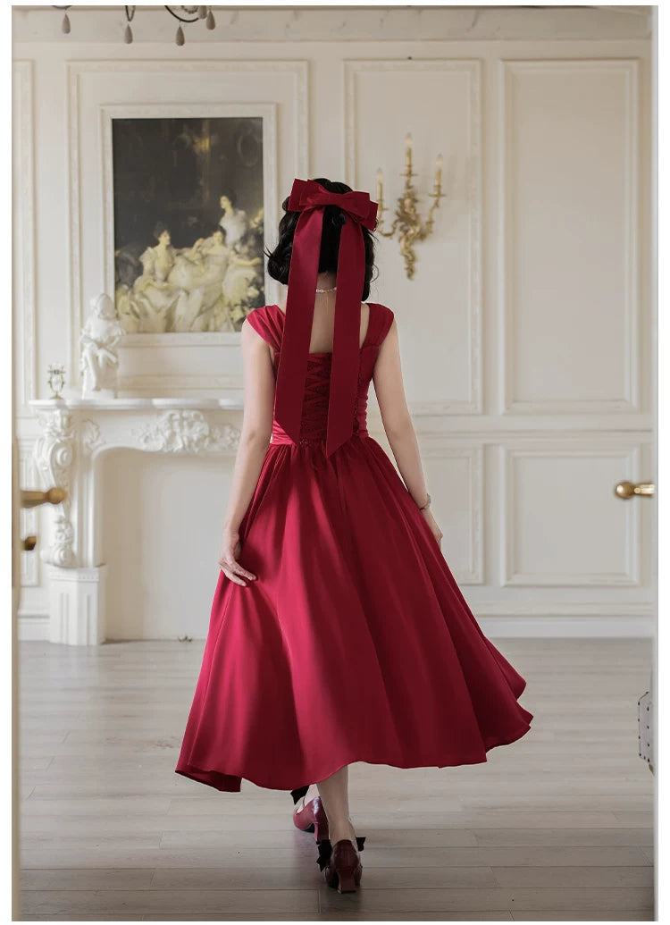 For Beloved - Classic Lolita Satin JSK Dress Set, Fishbone Waist