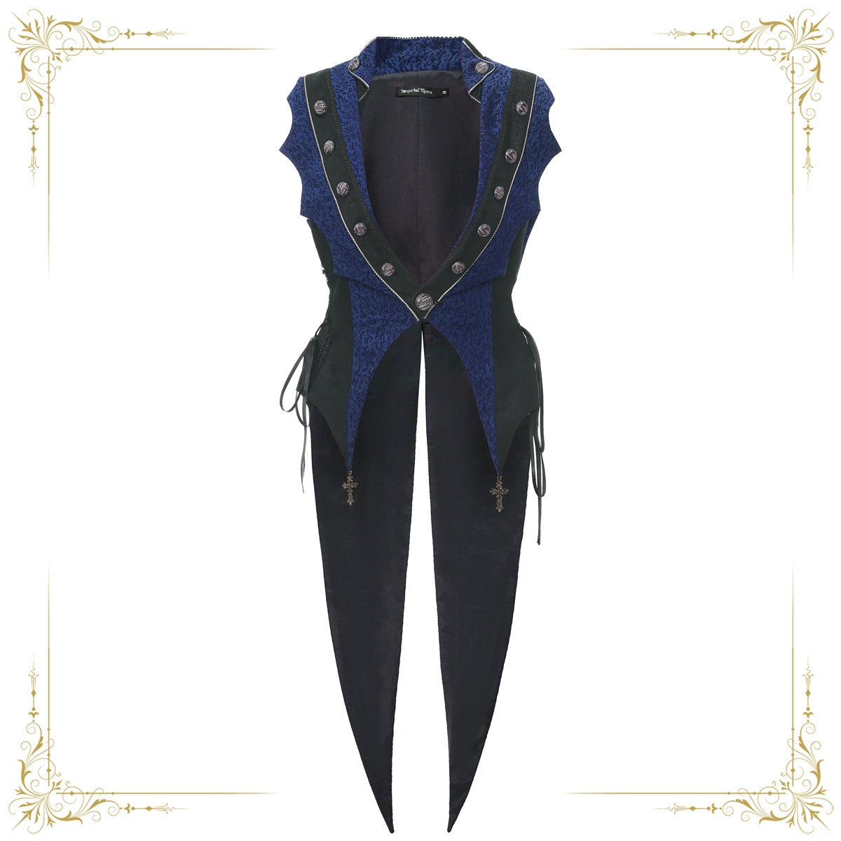 Immortal Thorn - Eternal Crimson Moon Forest - Ouji Lolita Tailcoat Vest (Blue / L M S XL) 43671:782810