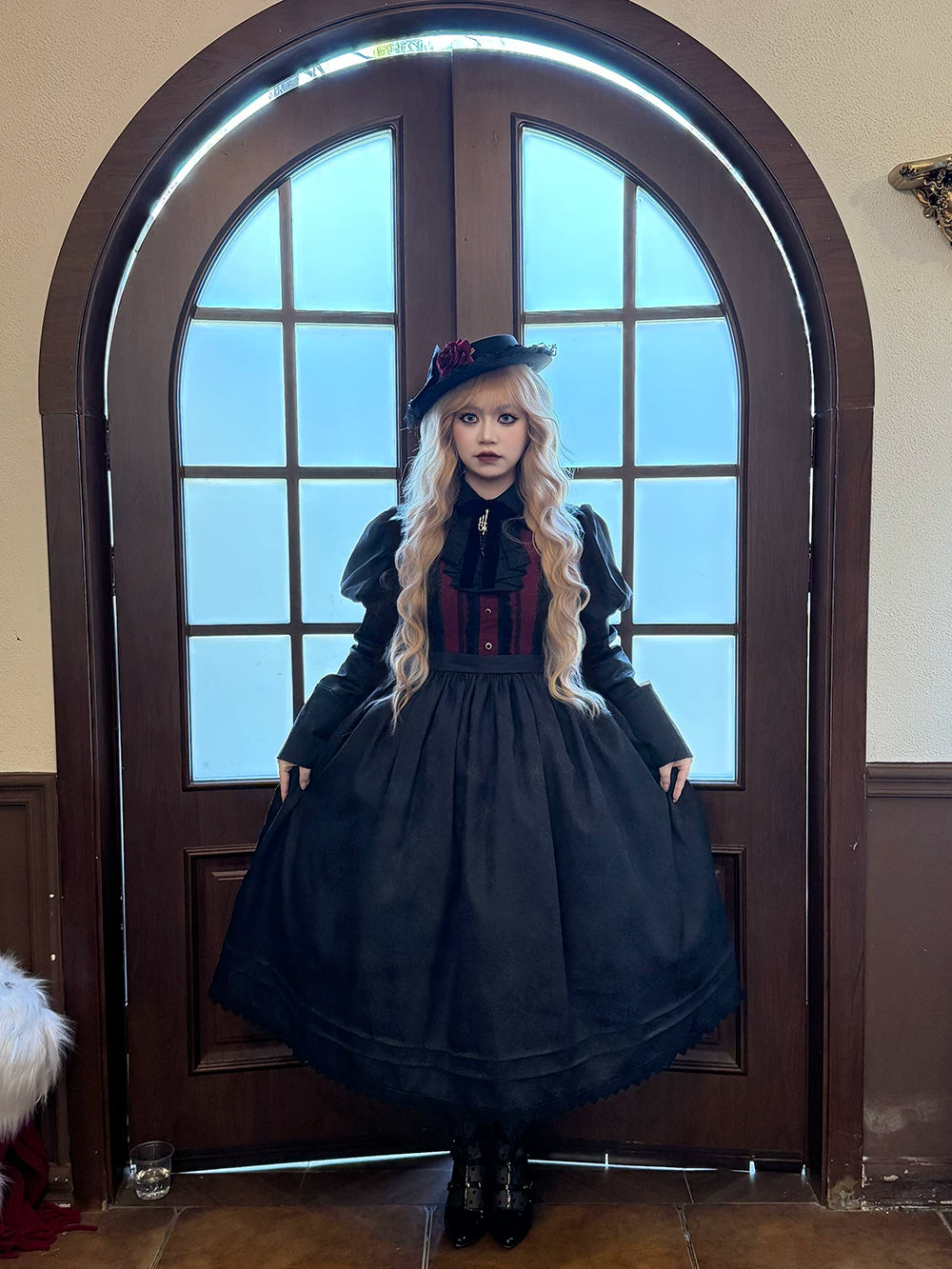 Blood Night Lantern - Jacquard Gothic Lolita Dress, Juliet Sleeve 44543:812308