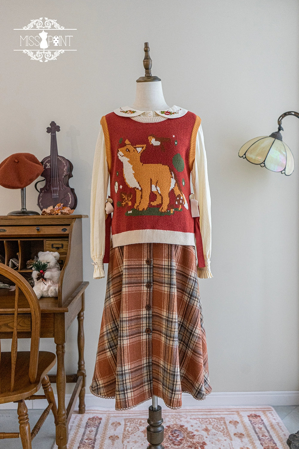 Miss Point~Fat Fox in the Forest~Kawaii Lolita Vest Customized Lolita Sweater 37100:550932