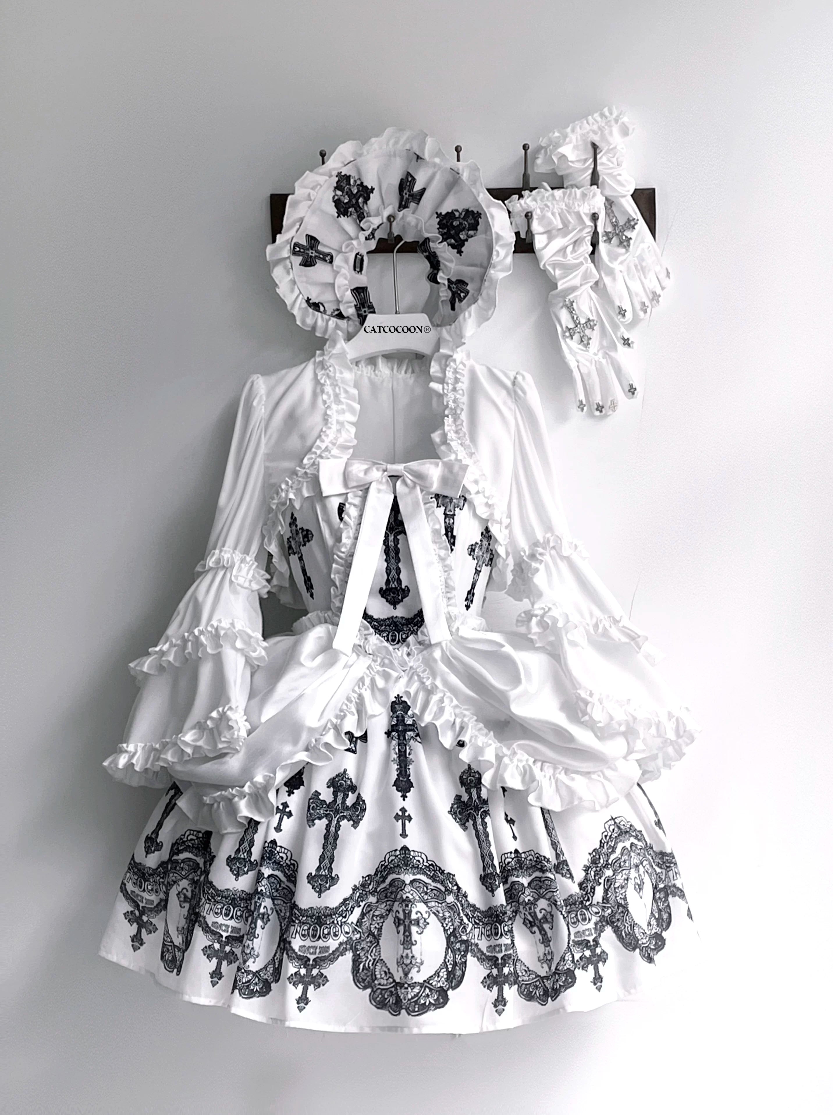 Lace Cross - Gorgeous Gothic Lolita JSK Dress, Hime Sleeve Bolero 44545:813151