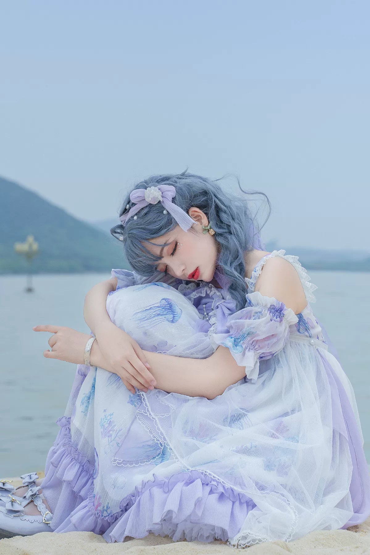 Coral Jellyfish - Sweet Lolita High-waist JSK Dress, Jellyfish & Coral Print 44906:827427