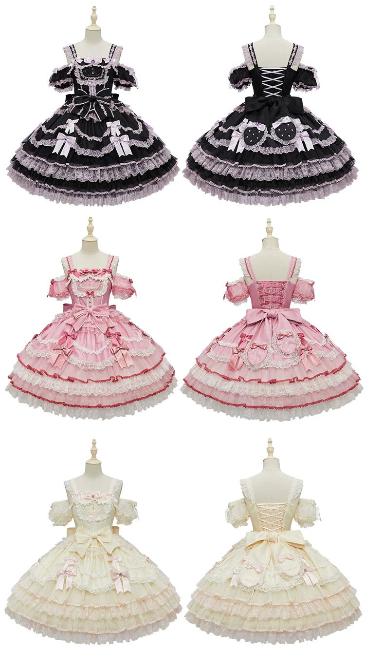 Strawberry Angel - Sweet Lolita JSK Dress, Detachable Sleeves 44452:808908