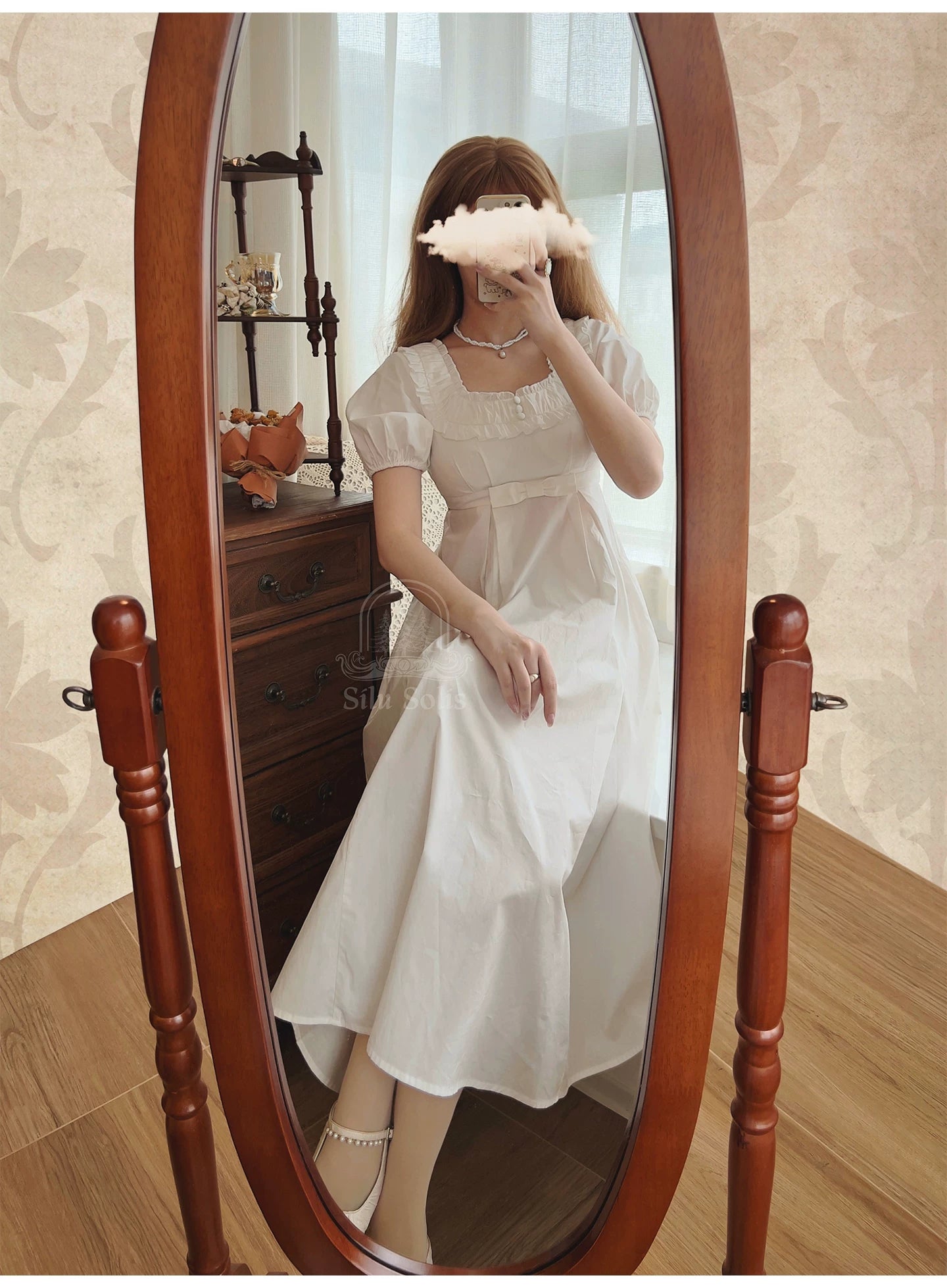 Morning Forest - Cotton Empire Waist OP Dress with Built-in Bra Pads