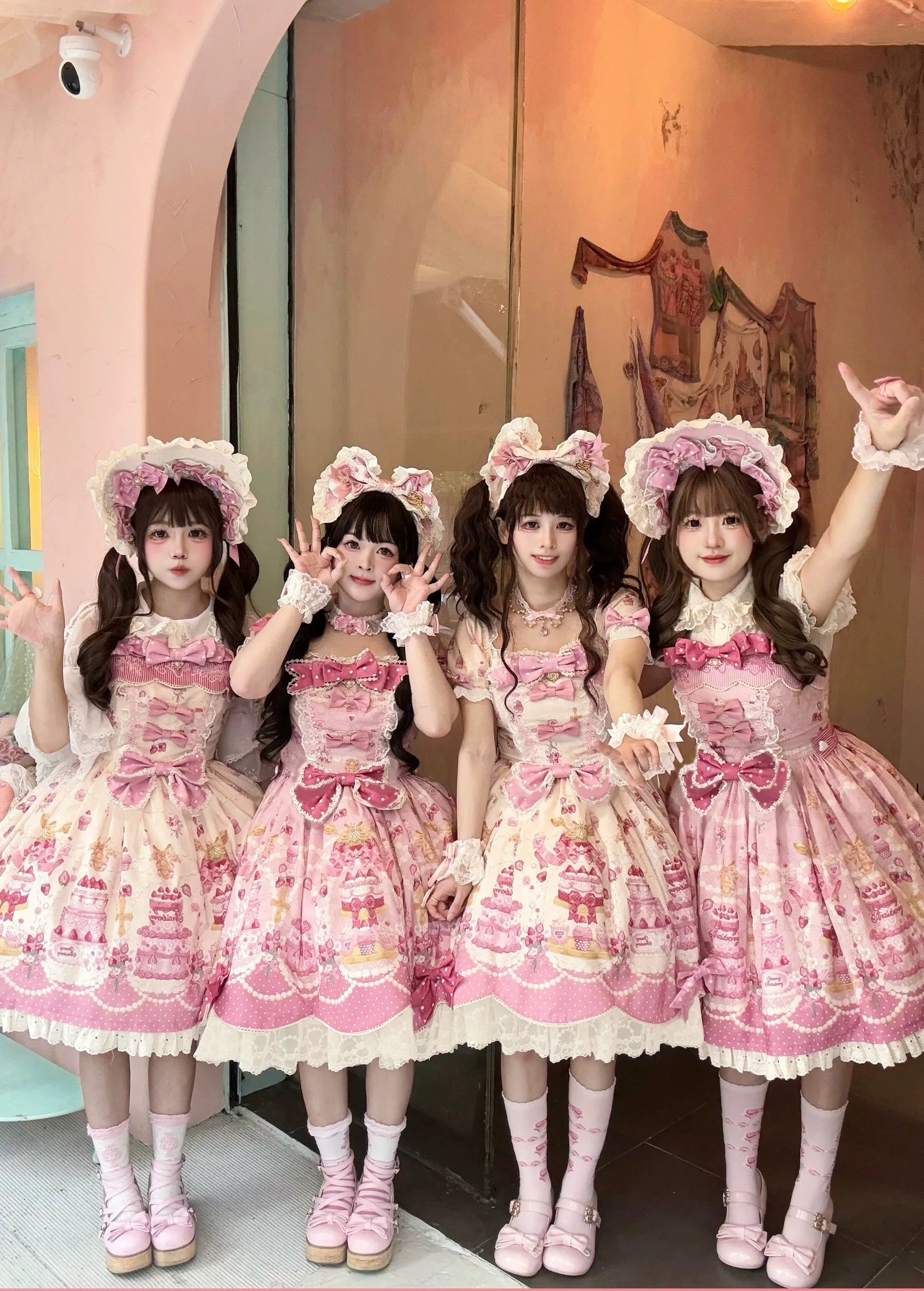 Strawberry Ode - Plus Size Sweet Lolita OP & JSK Dress, Cream Cake Print 45892:867009