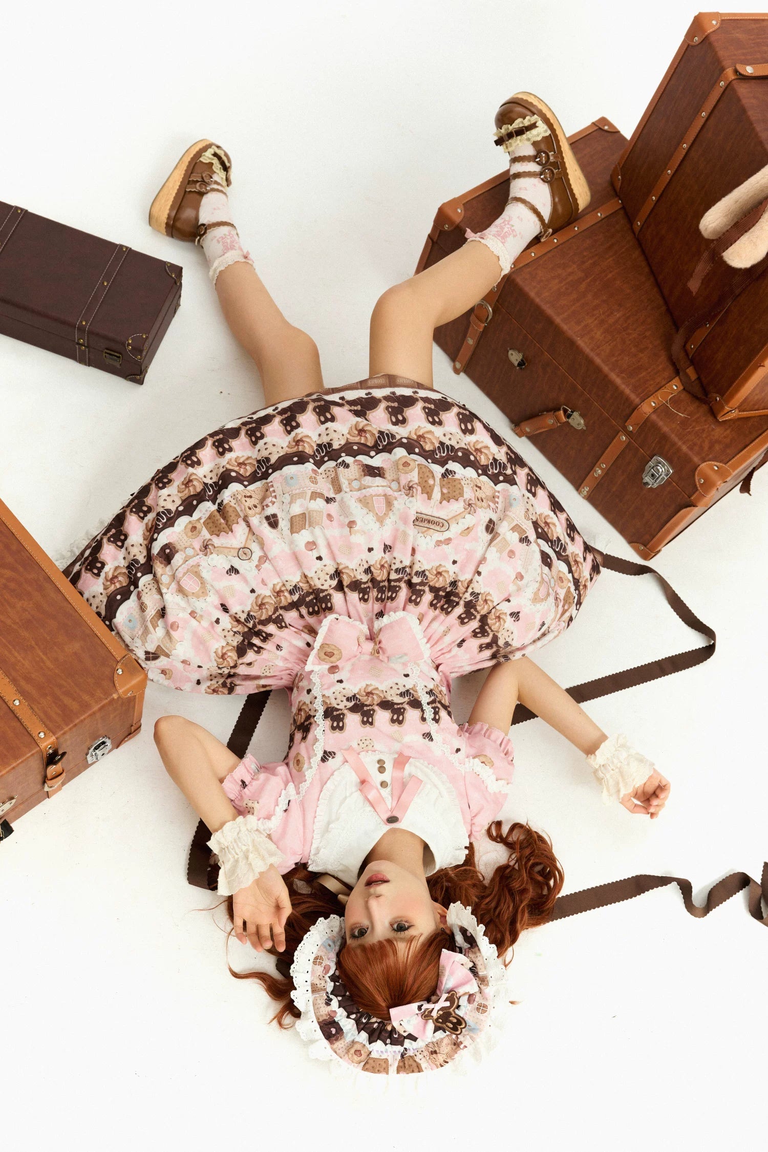Bunny Gingerbread House - Kawaii Lolita Printed OP Dress with Bows 45275:843166