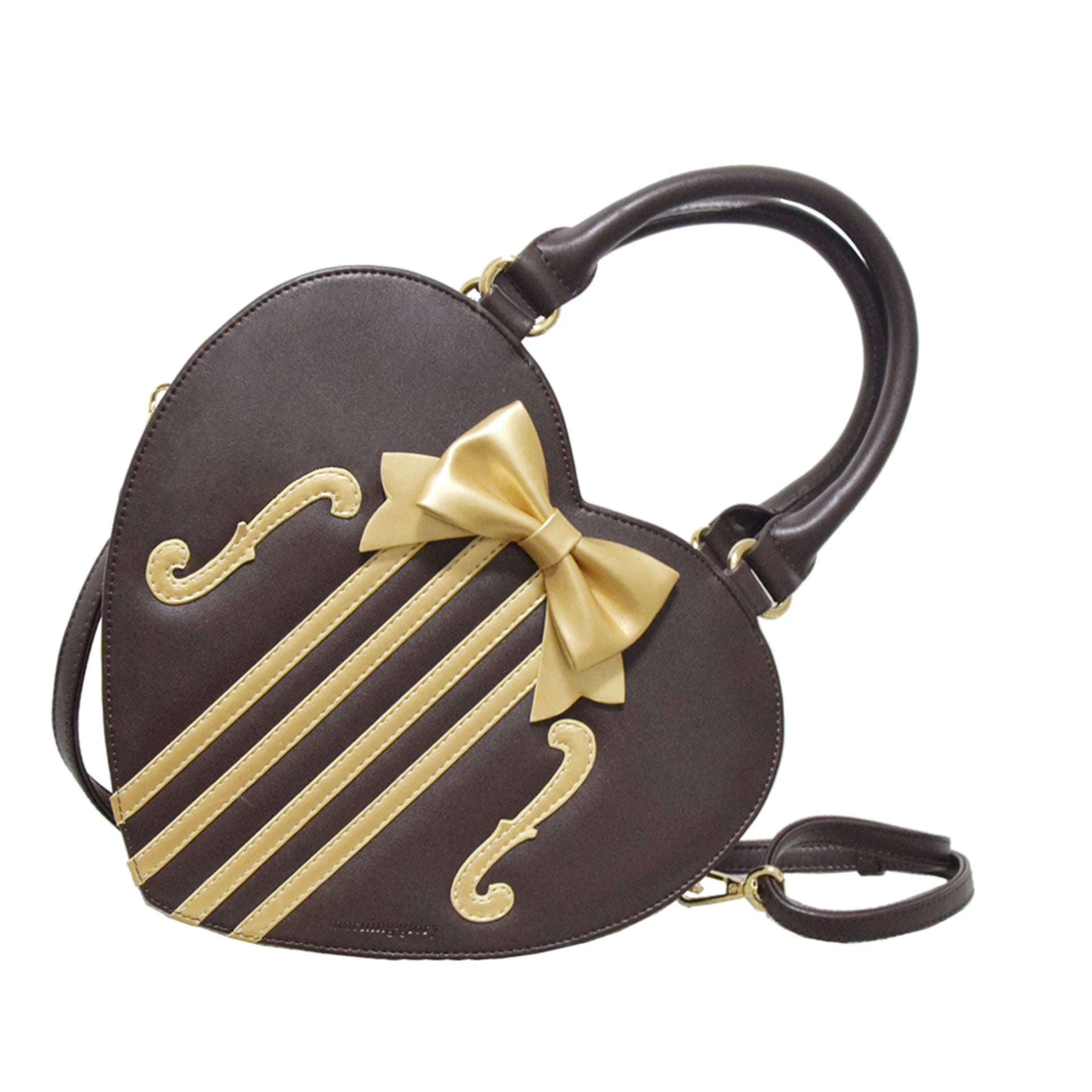 Heart of Violin - PU Classic Lolita Heart Shaped Bag, Violin and Bow Detail 45630:856465