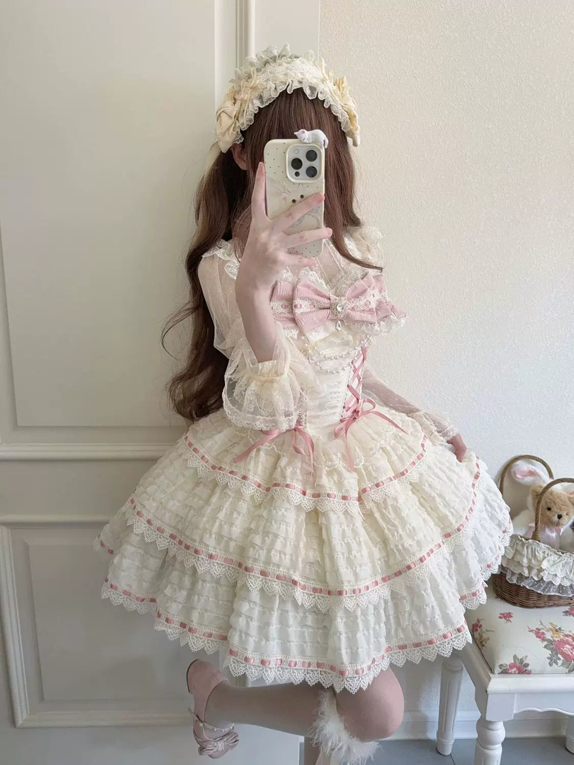 Floral Elegy - Sweet Lolita JSK Dress, Tiered Hem