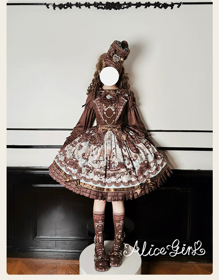 Alice Girl - Bear Chocolate Bar - Kawaii Lolita JSK & Salopette Dress 43851:787044