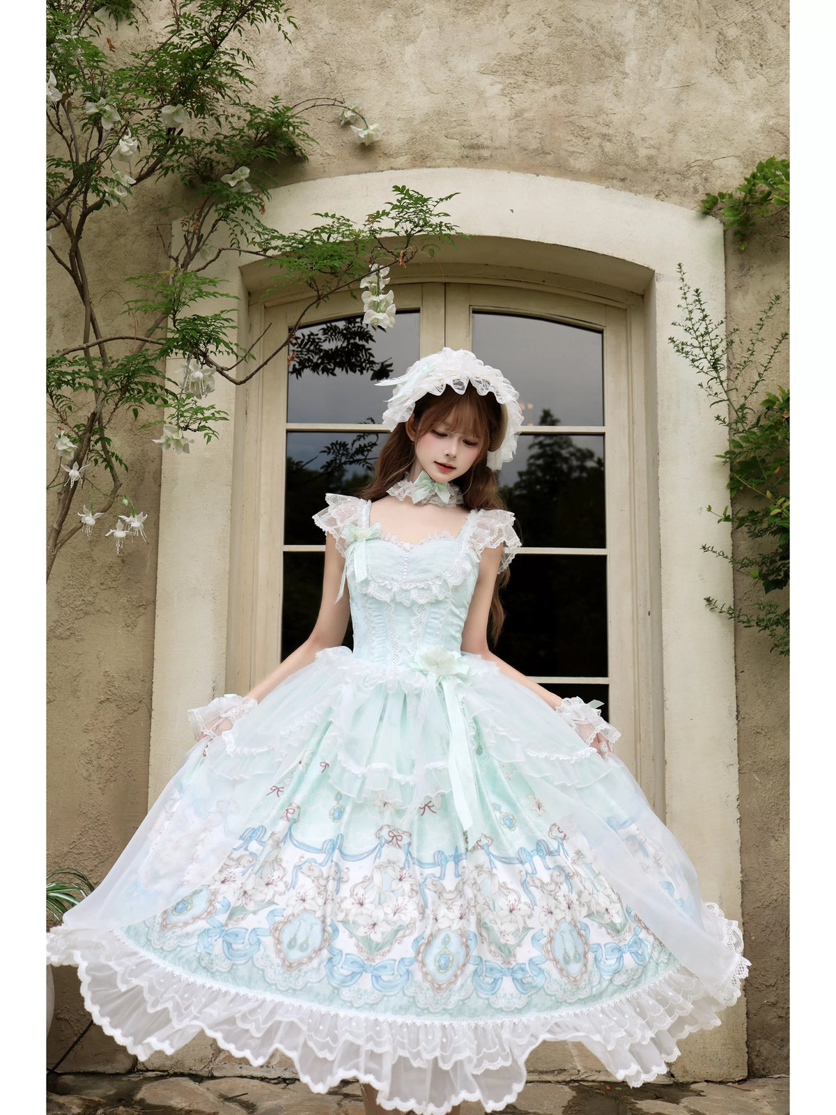 Lily Narrative - Classic Lolita JSK Dress Set, Lily Floral Print 46095:874904