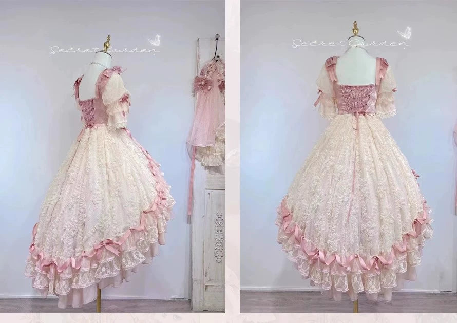 MieYe - Diana Rose - Bridal Lolita Dress Short Wedding OP with Accessories (F L M S XL) 41638:708708