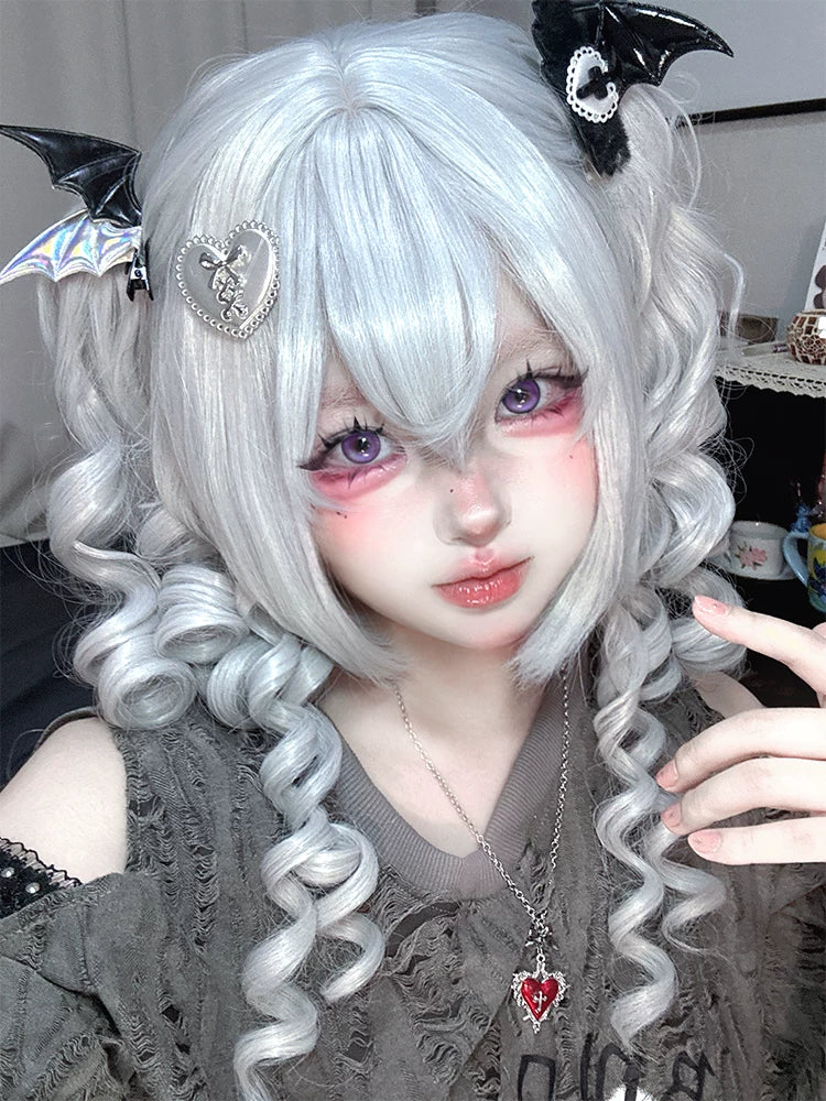 Gothic Lolita Short Wig, Detachable Curl Ponytails 44627:816249