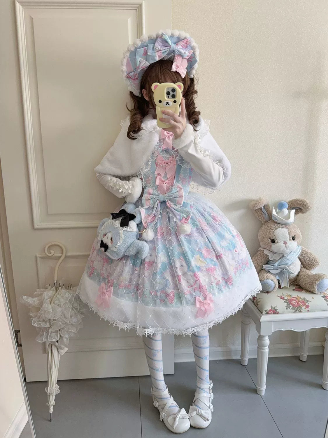 Hanguliang - Candy Mary Cat - Fluffy Sweet Lolita JSK Dress, Kitten Print