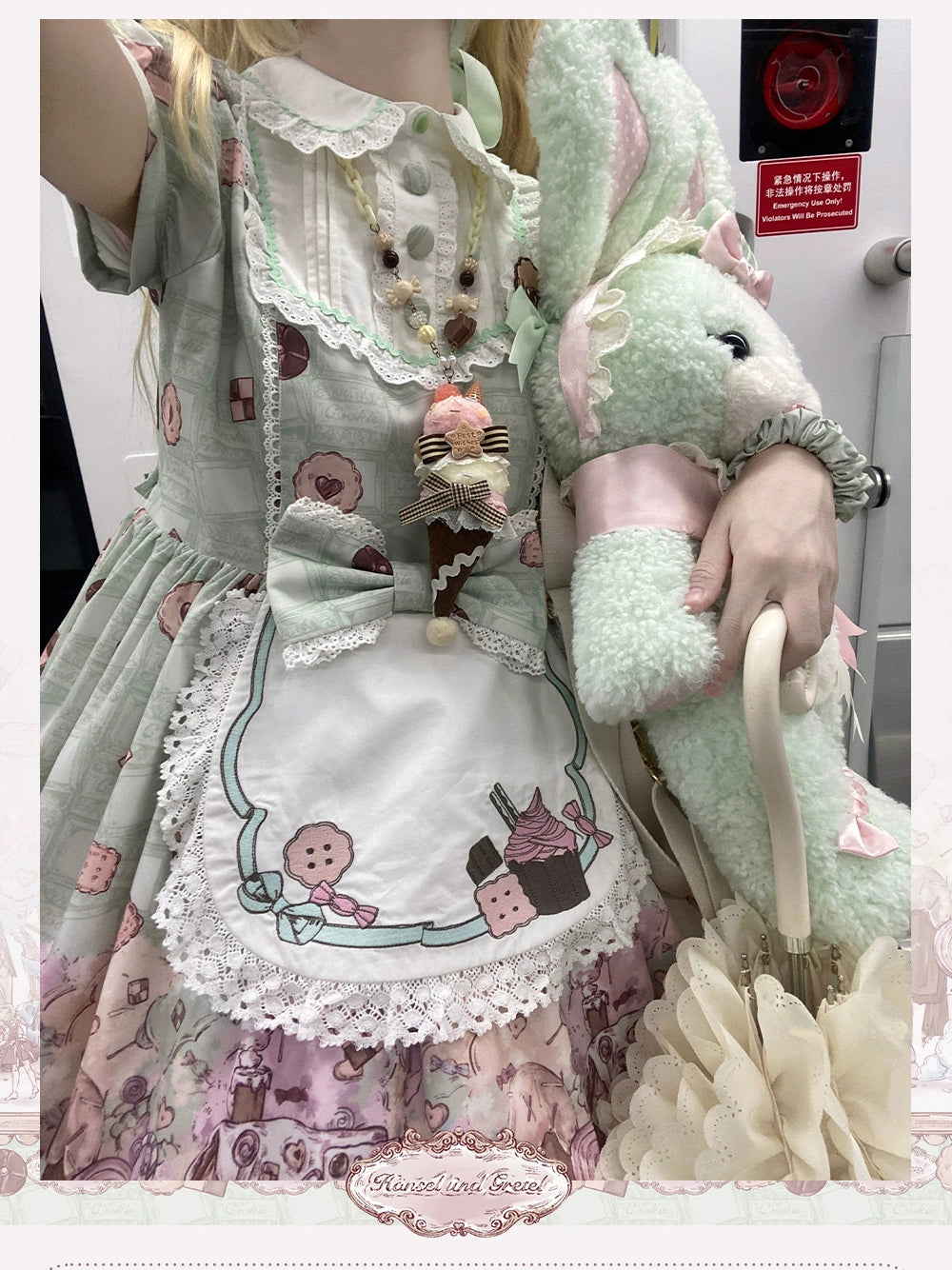 The Story of Frosting Town - Kawaii Lolita Print Dress, Detachable Apron 44387:806534