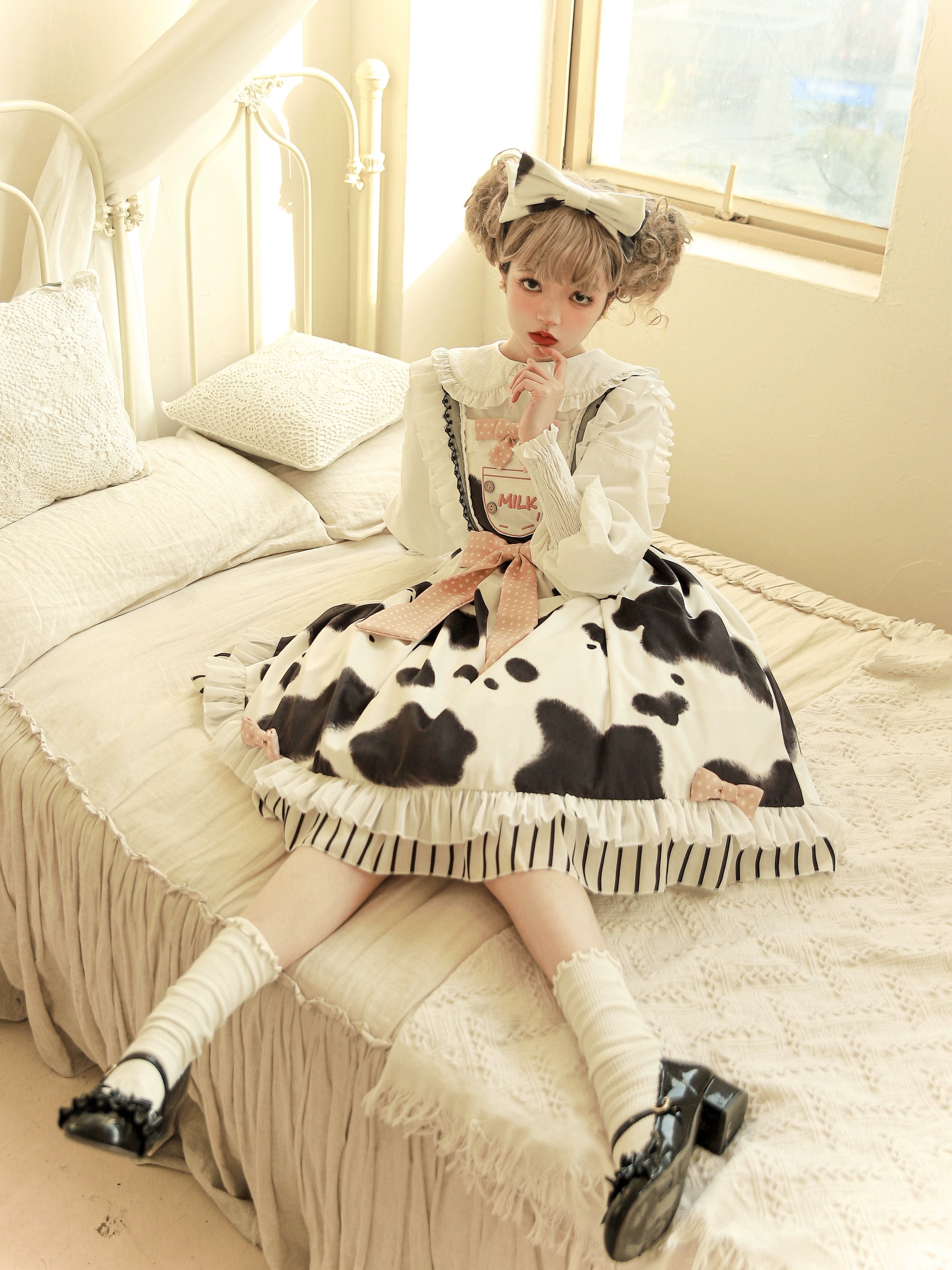 Polaris Lolita - Milky Dango - Cow Spot Kawaii Lolita JSK, Side Pockets 44304:803785