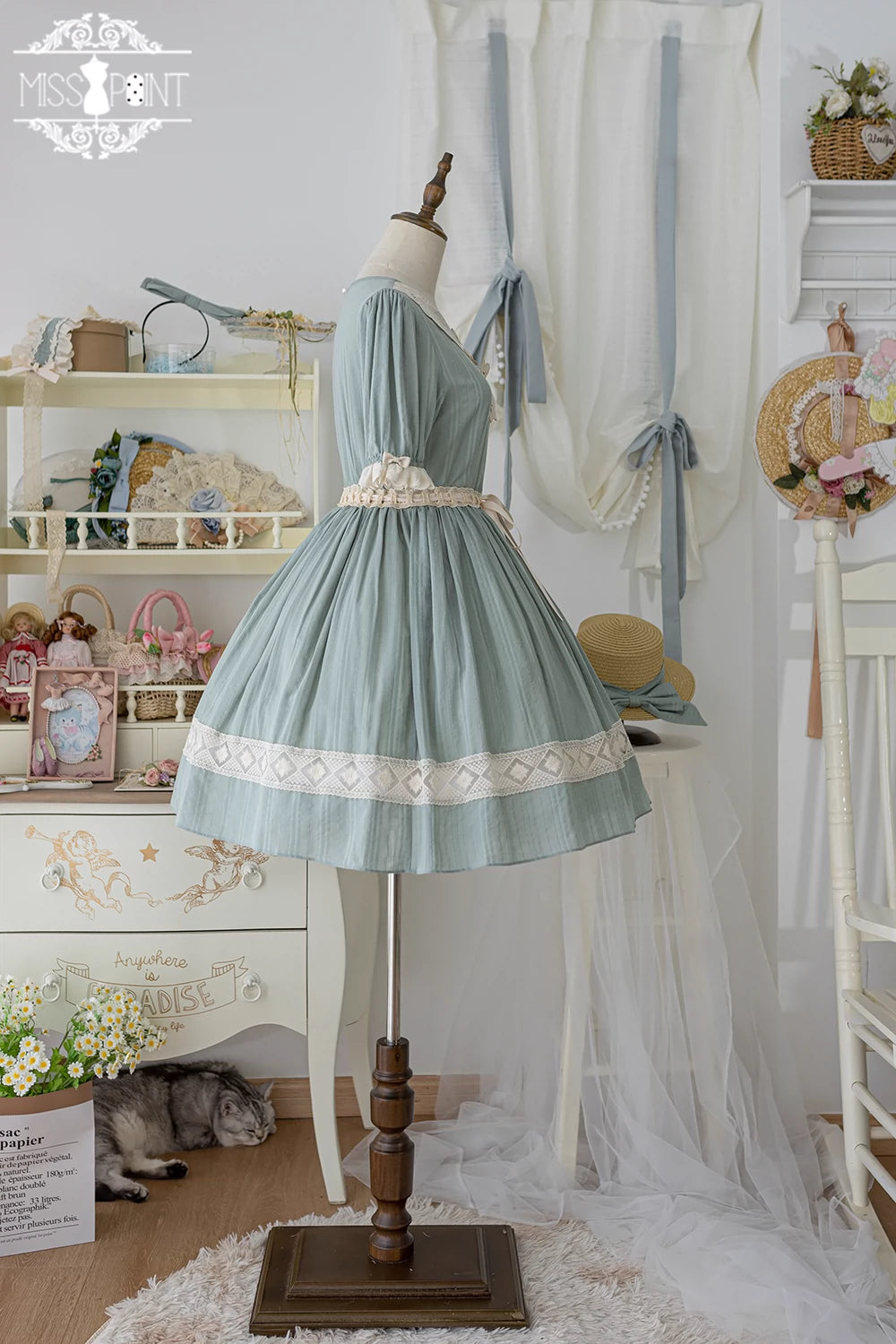 Miss Point~Customized Elegant Lolita OP Dress Cute Daily Girl Short Lolita Dress