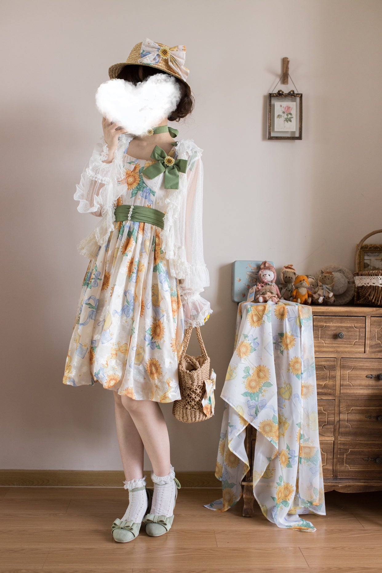 Akiyama Future Studio~Sunflower Print Lolita JSK Dress in Breathable Light Fabric 42790:753500