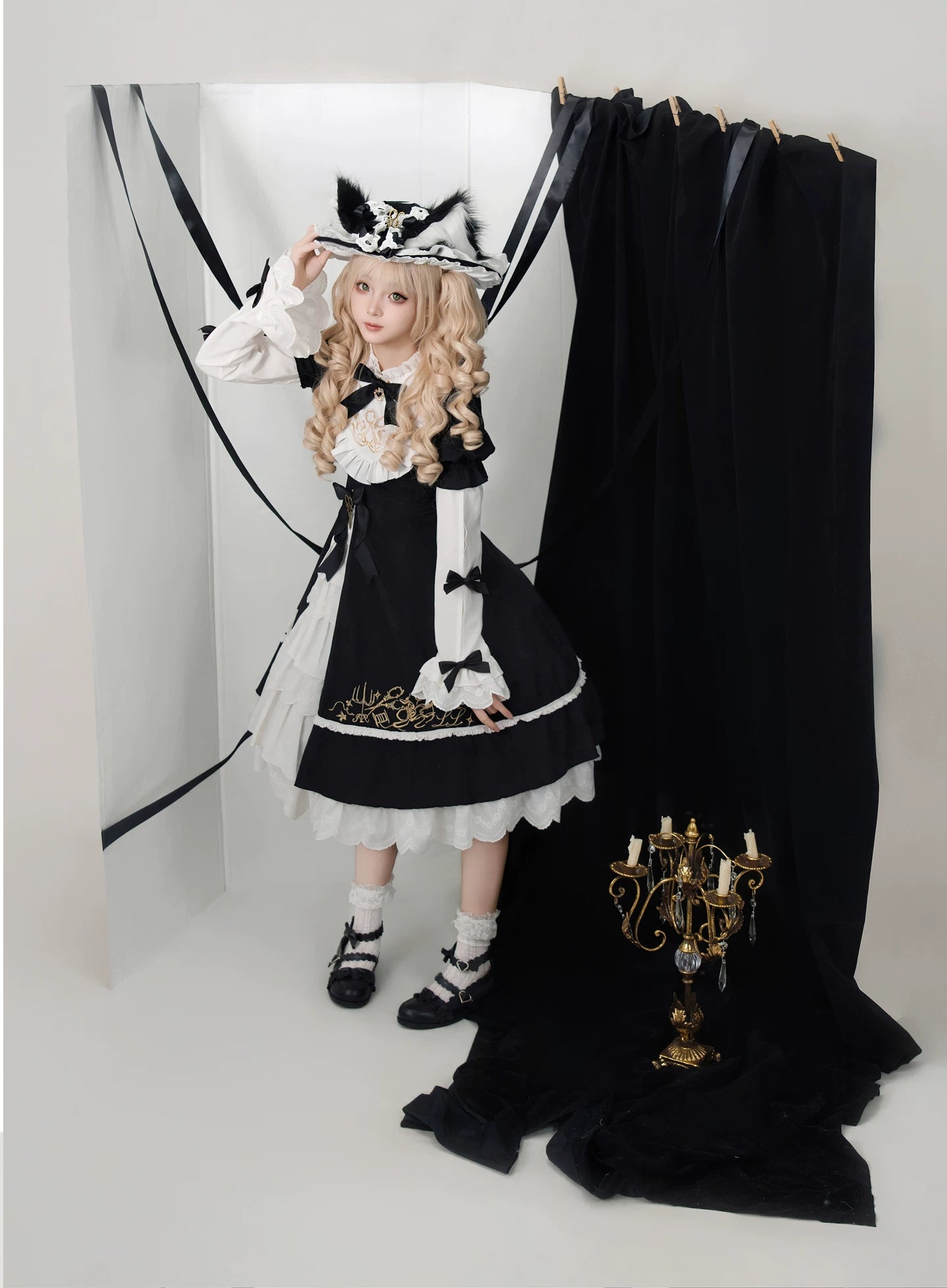 Sewing Magic Cat - Classic Lolita Six-Panel OP Dress with Embroidery