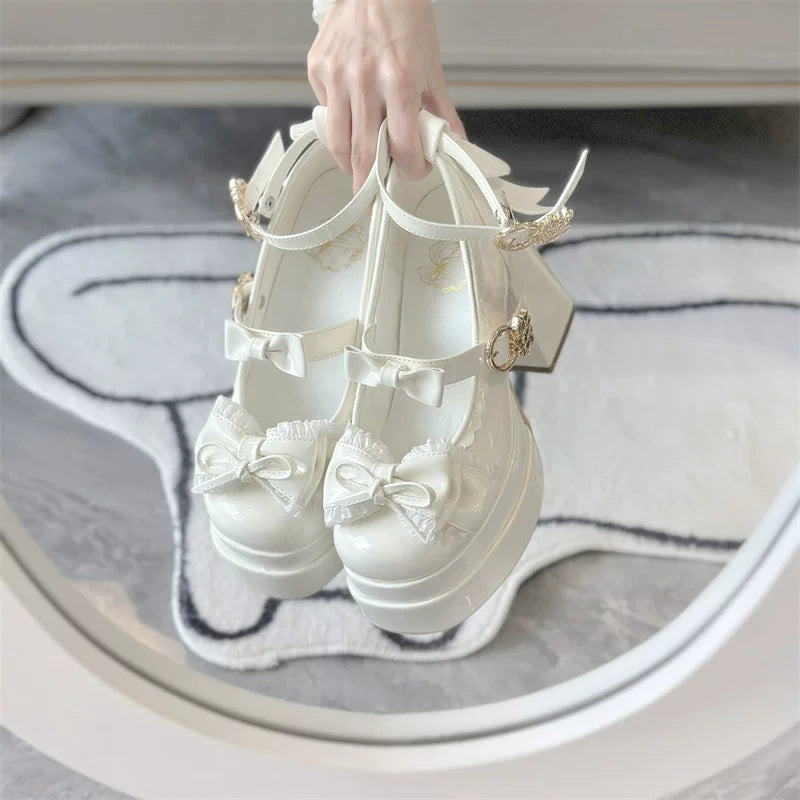 Dreamy Butterfly - Sweet Lolita Round Toe Heel Shoes, Bows & Ruffles 45139:835957