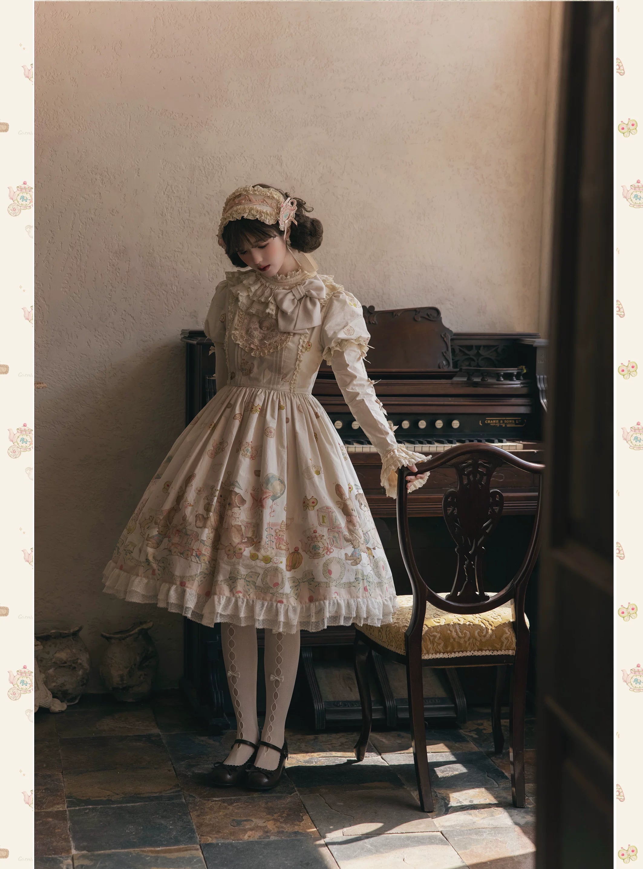 Toy Box - Doll-like Kawaii Lolita OP Dress, Toys Print 44494:812804