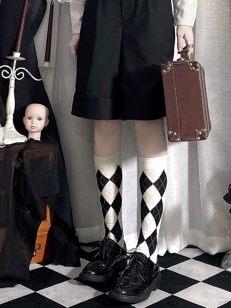 CastleToo - Cotton Ouji Lolita Argyle Calf Socks
