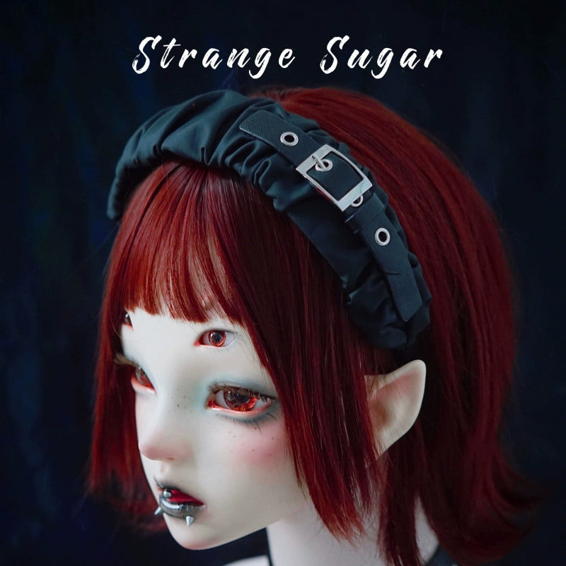 Strange Sugar - Gothic Lolita KC Faux Leather Punk Lolita Hair Accessories 15 Pleated Leather Buckle KC
