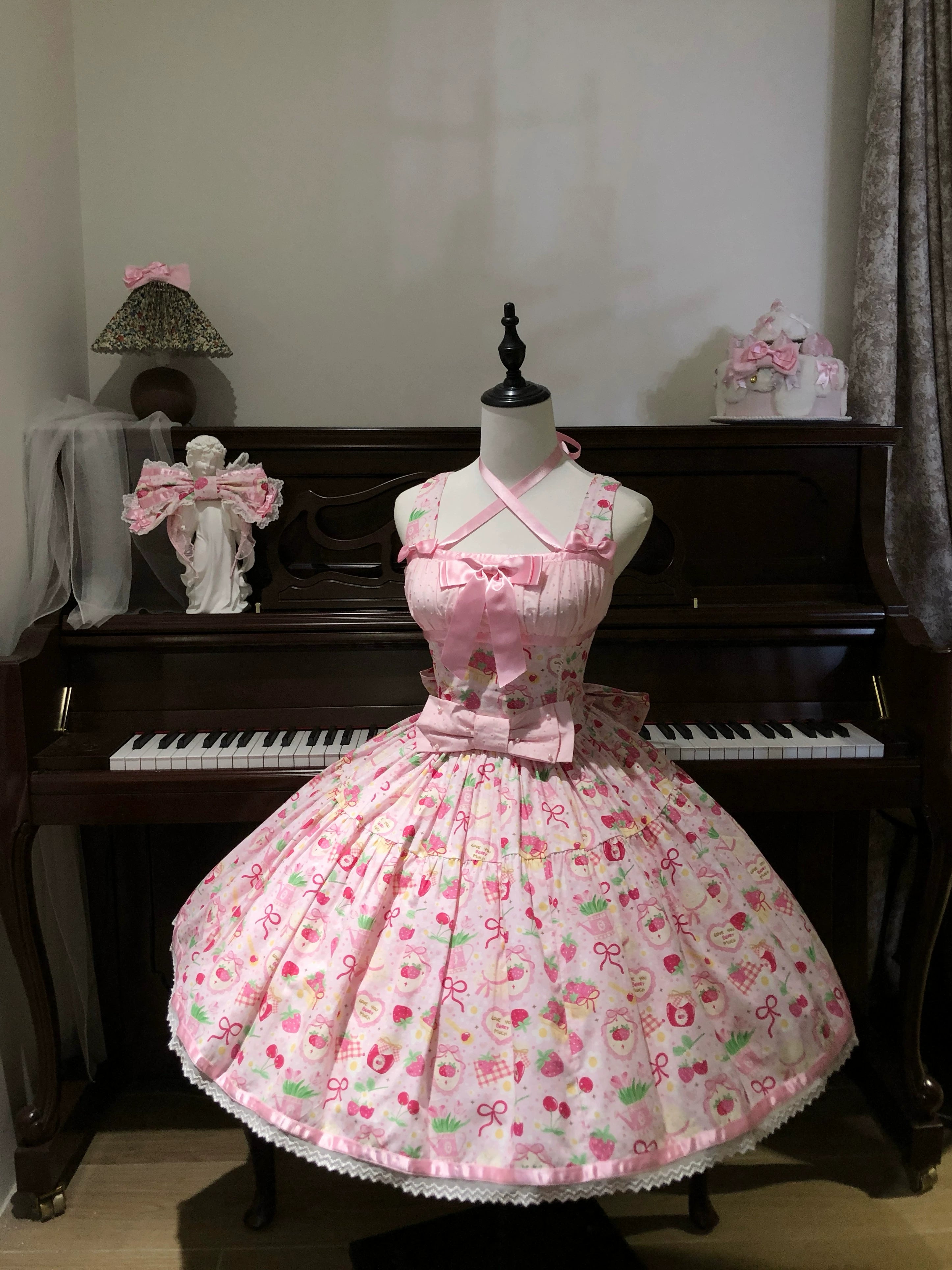Fruit Hard Candy - Cotton Old School Lolita Candy Printed OP & JSK Dress (L M S XL) 45536:853627