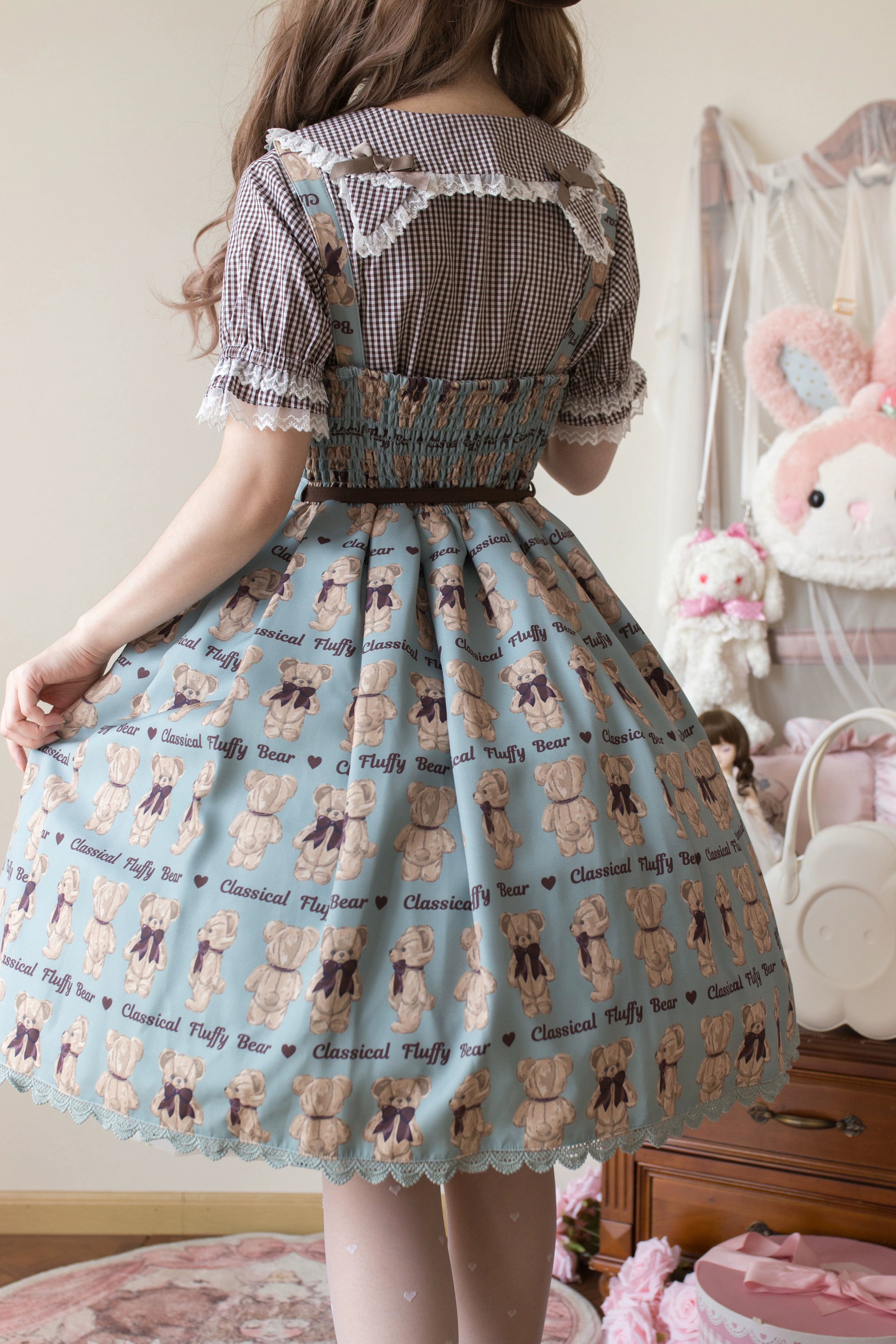 Kawaii Lolita Plaid Blouse With Cat Ear Peter Pan Collar