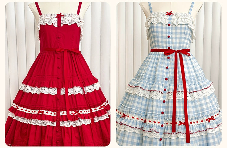 Flower and Pearl Box - Strawberry Basket - Country Lolita Dress Plaid Summer Spring Dress 35676:497864