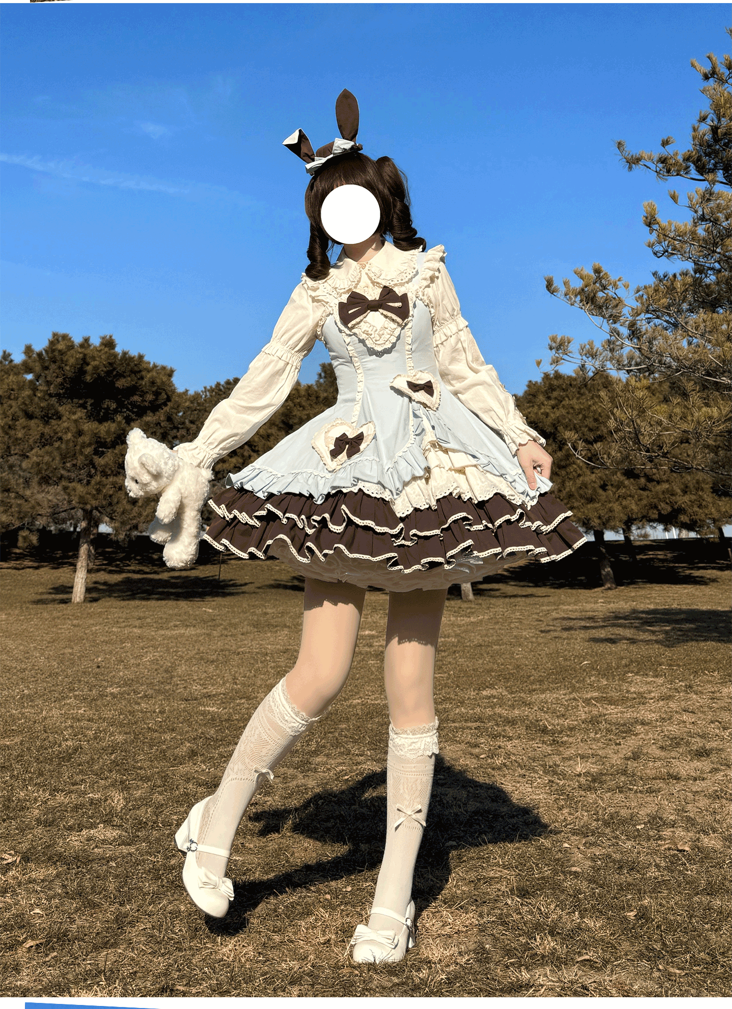 Cream Bud - Tiered Hem Old School Lolita JSK, Side Opening Mint Choco JSK Only S