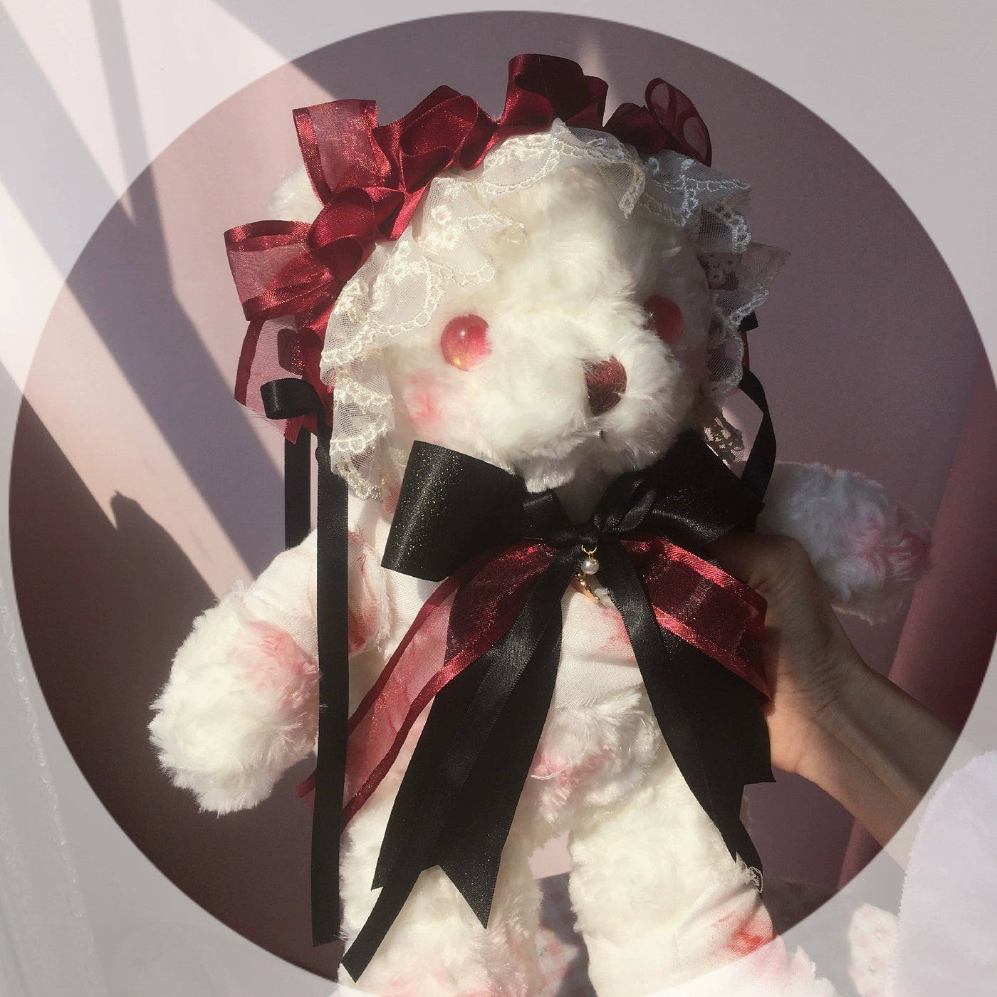(BFM)Chestnut Lolita~Gothic Lolita Bag Dark Bloody Bear Bag Bloody Bear Bag (Red Eye) + Pearl Strap  