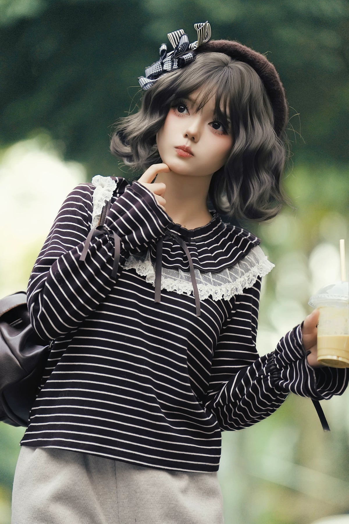 Himawari - Sweet Lolita Long Sleeve Blouse, Tiered Ruffle Collar 45973:869757