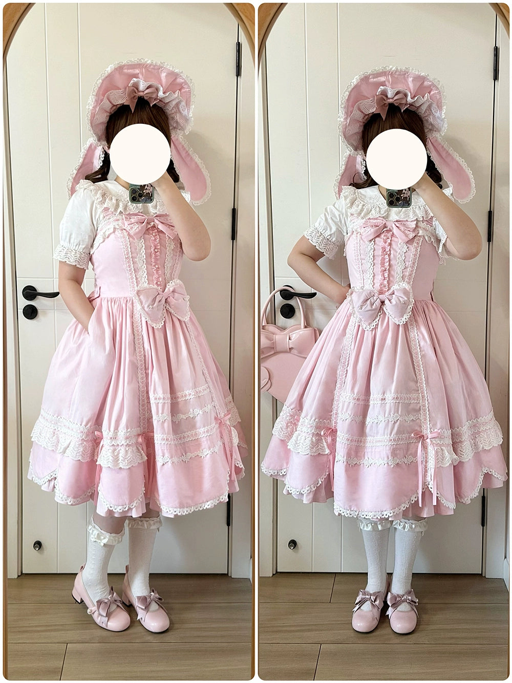 Vintage Petal Rabbit - Cotton Old School Lolita JSK Dress With Petal-Shaped Hem 43136:769630