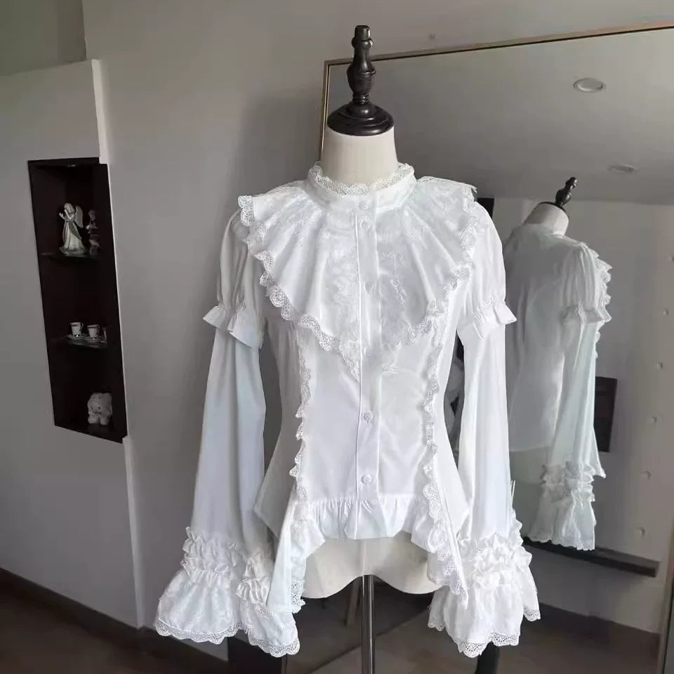 Gothic Lolita Shirt, Detachable Flared Sleeves (L M S XL) 44490:813230