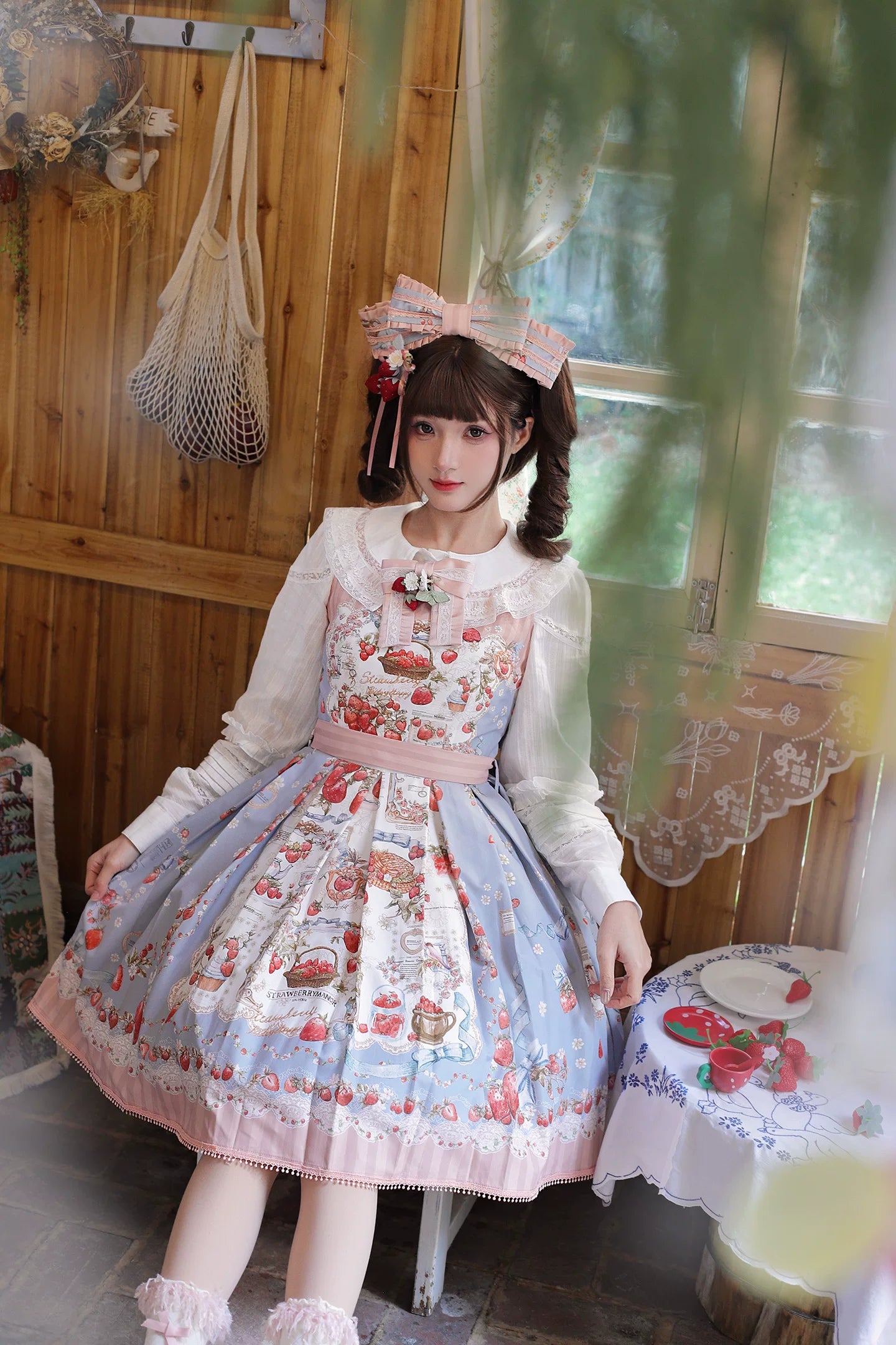 Strawberry Manor - Printed Sweet Lolita JSK Dress, Box Pleats 45025:832935