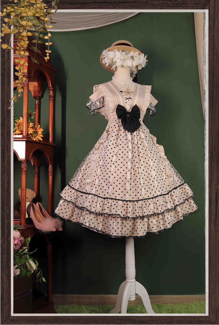 Cat-Romance - Coconut Milk Boo Boo - Elegant Lolita Polka Dot OP S-M short OP