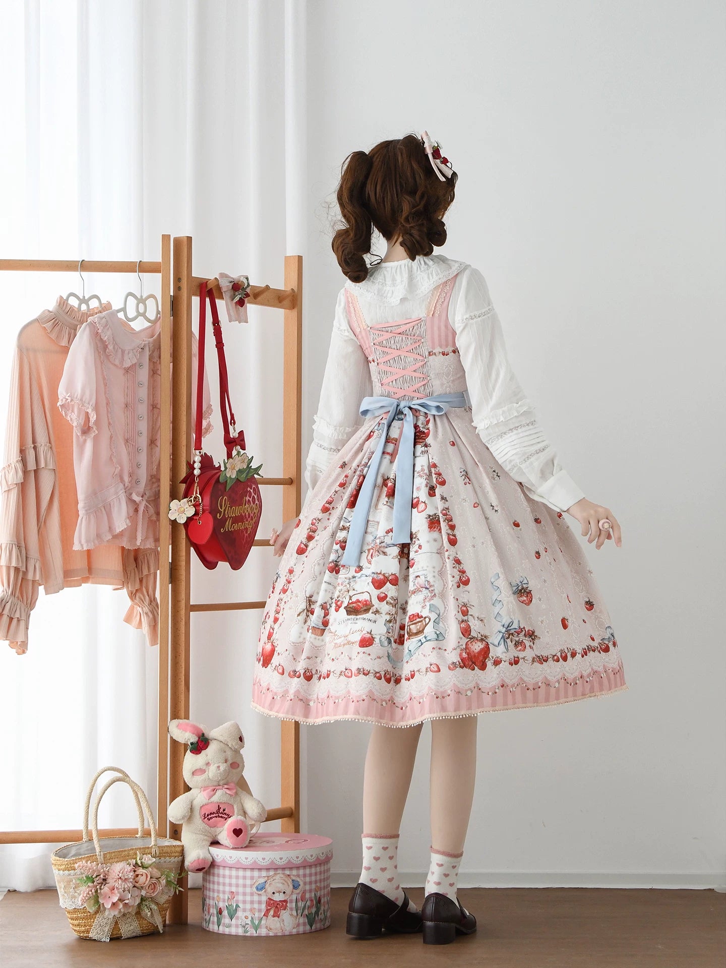 Strawberry Manor - Printed Sweet Lolita JSK Dress, Box Pleats 45025:832942