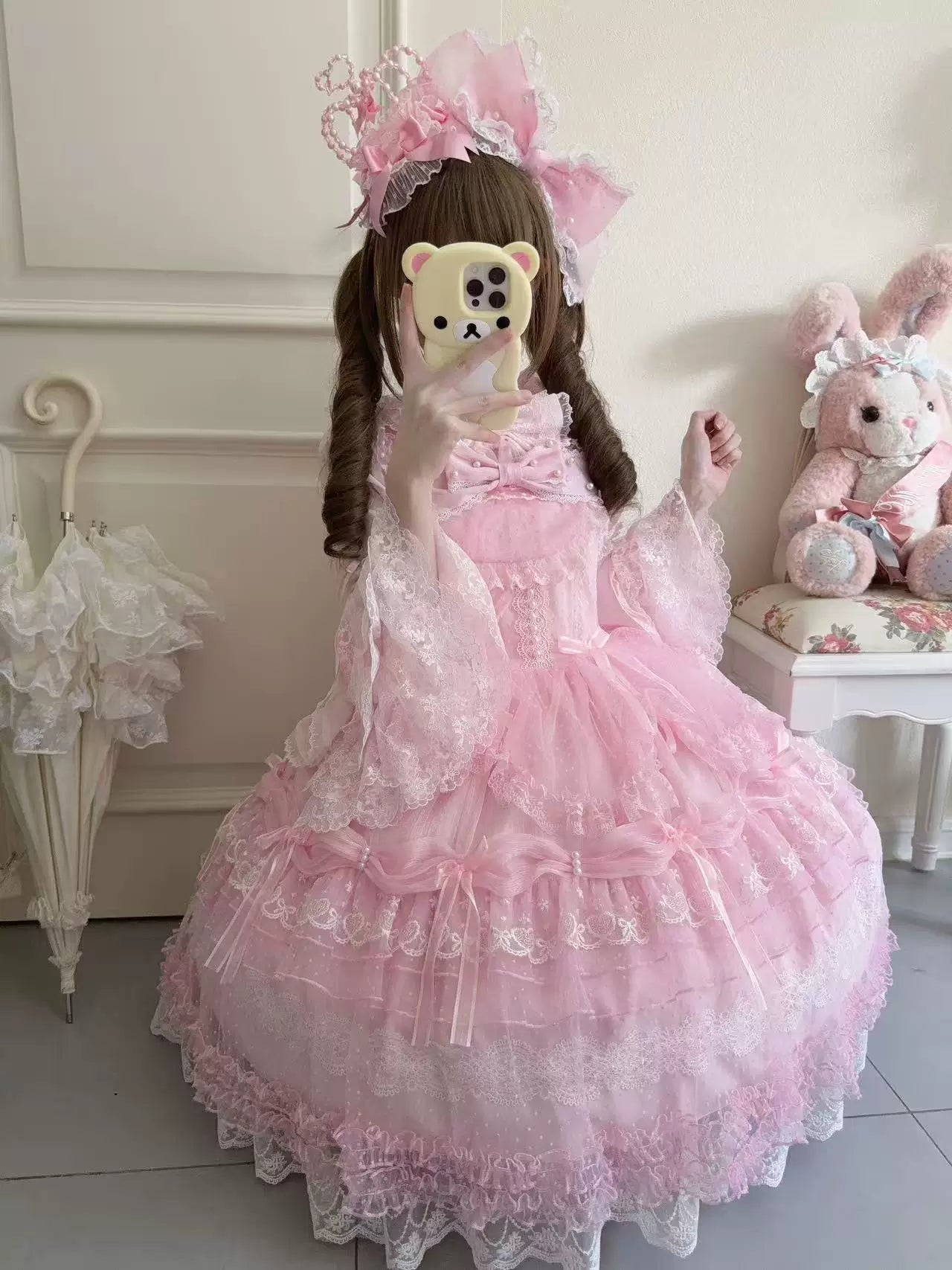 Sugar Knot - Sweet Lolita Chiffon JSK, Tiered Skirt, Doll-Like