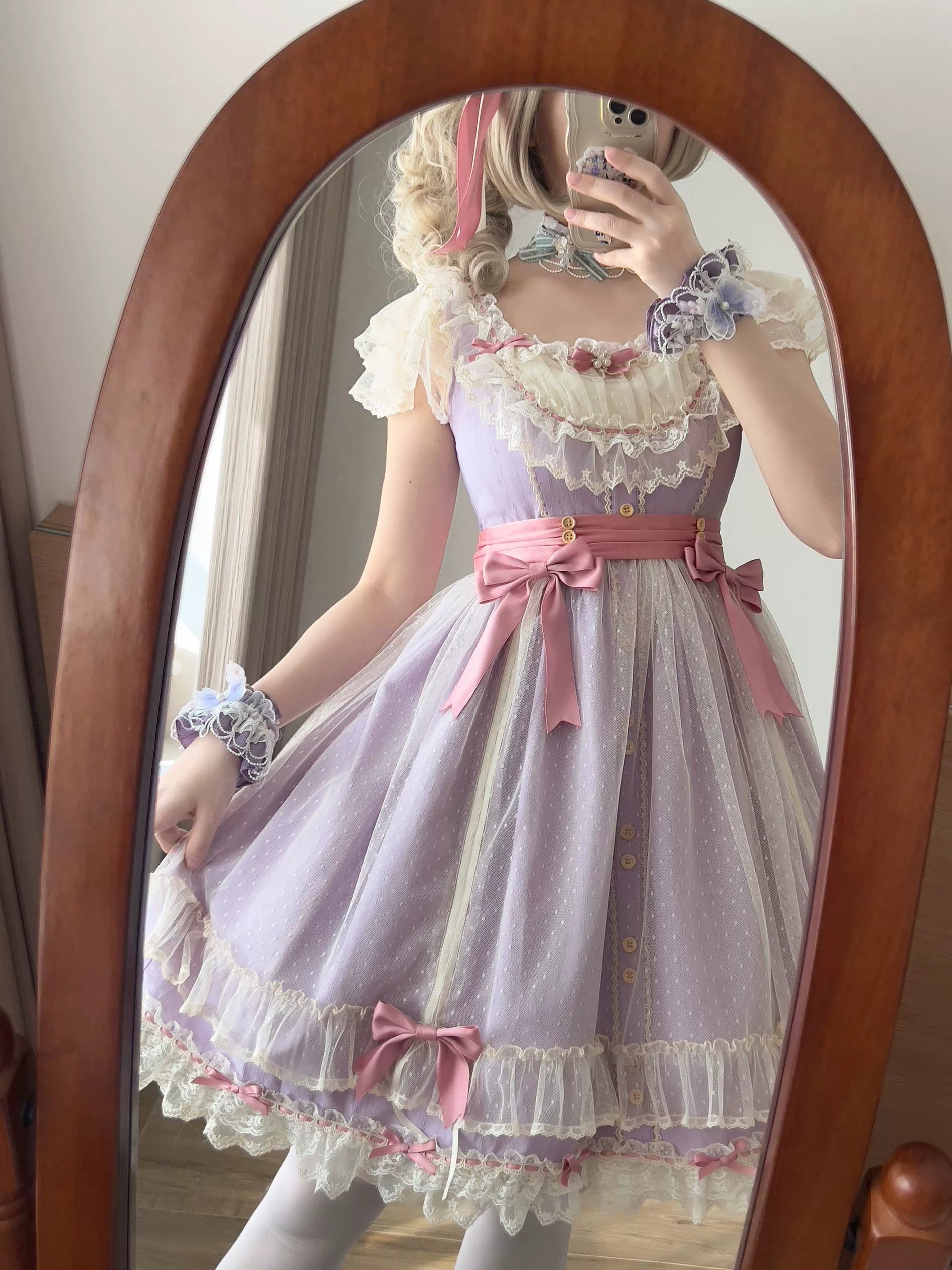 Uncle's Workshop - Fluttering Cherry Spring Strings - Cotton Sweet Lolita JSK Dress 42196:776732
