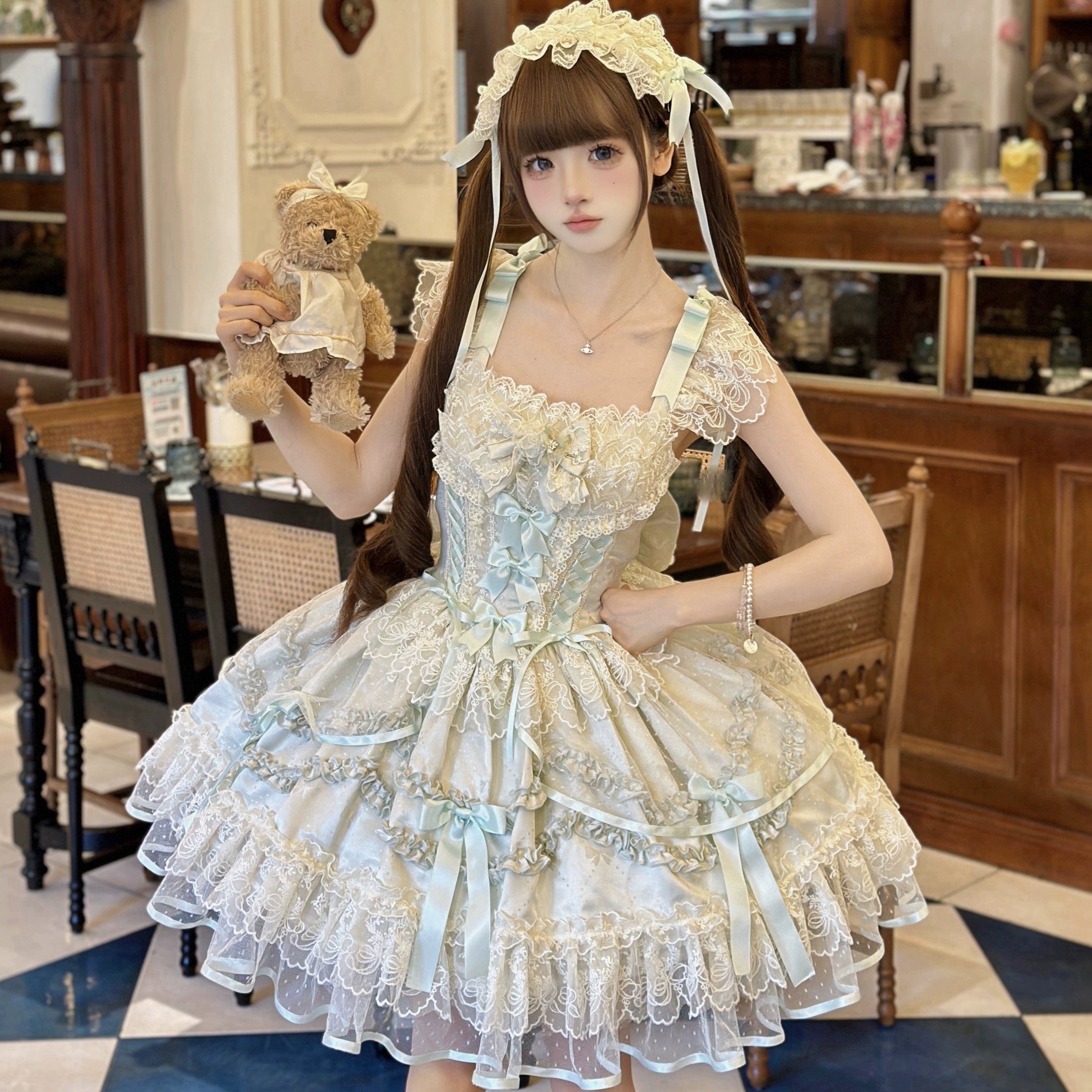 Sugar Girl - Dream Whisper Butterfly - Ballet Style Sweet Lolita JSK, Adjustable Strap (L M S) 43515:784214