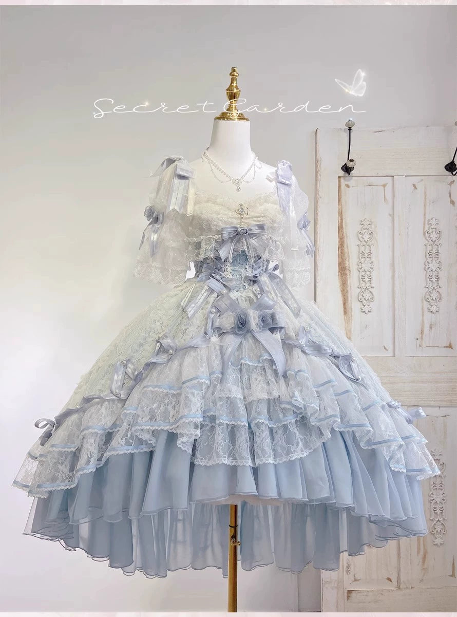 MieYe - Diana Rose - Bridal Lolita Dress Short Wedding OP with Accessories 41638:708710