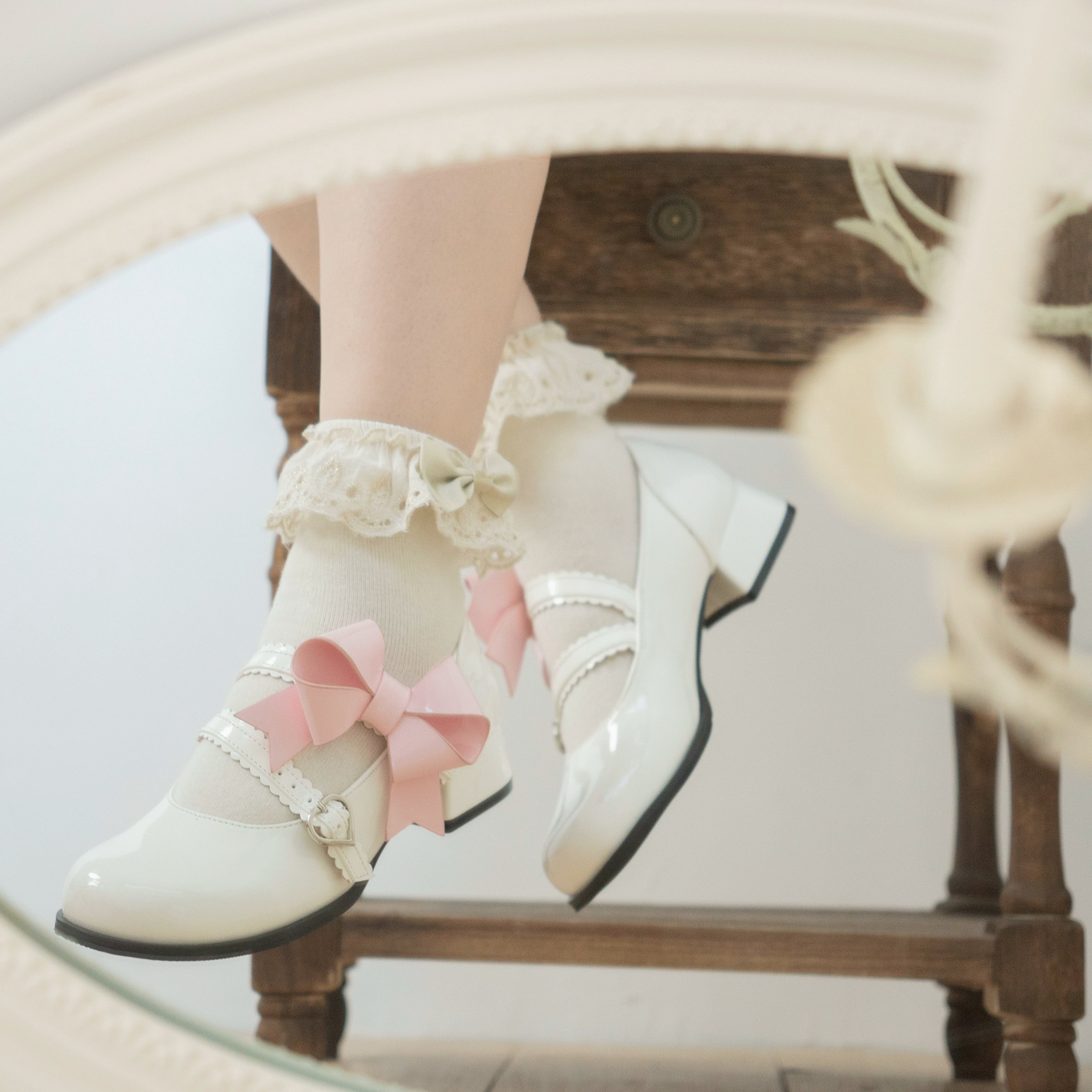 Dolly Doll~Apple Candy~Mary Jane Lolita Shoes Bow PU Low-Mid Heel Shoes 32682:408388