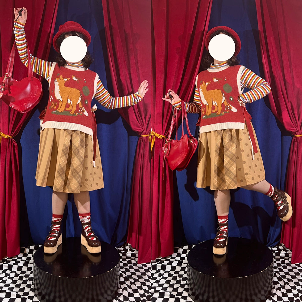 Miss Point~Fat Fox in the Forest~Kawaii Lolita Vest Customized Lolita Sweater 37100:550846
