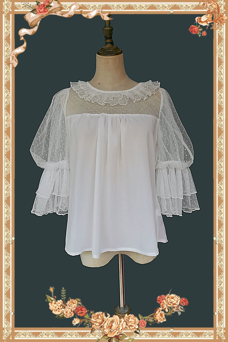 Infanta - Mushroom - Sweet Lolita JSK Dress Printing Dress Short Sleeve Shirt inner wear S